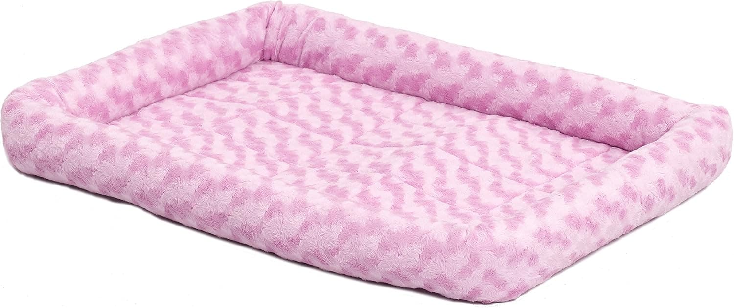 MidWest Homes for Pets Cama para perros QuietTime Fashion XS – Refuerzo de piel sintética rosa, ultrasuave y lavable a máquina, se adapta a jaulas y transportadores de 22 pulgadas, para perros y gatos pequeños