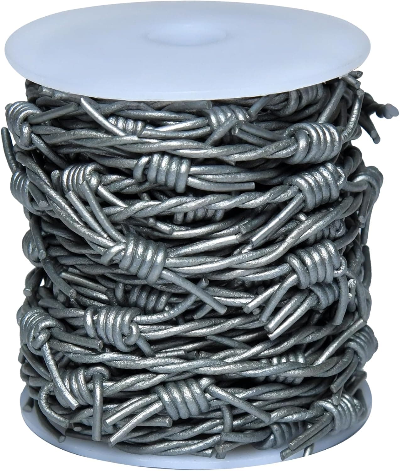 Cordón de cuero con adorno de cinta de alambre de púas artificial, gris | Western CowBoyTheme Party Decoración del hogar, Halloween embrujado, cajas de regalo, manualidades de bricolaje, carrete de 33 pies