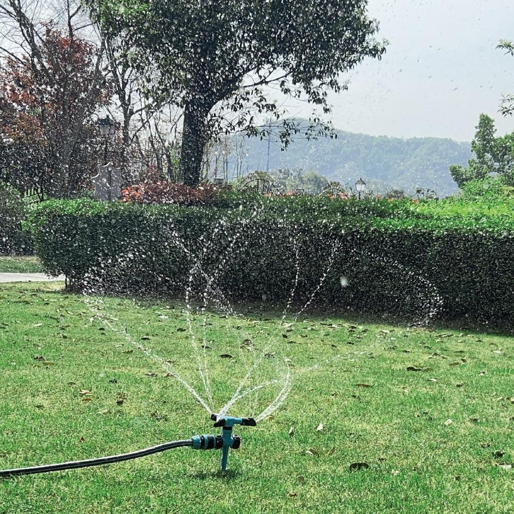 Kadaon Aspersor de jardín, aspersor de césped giratorio de 360 ​​grados, cobertura de área grande, sistema de riego de jardinería ajustable y ponderado