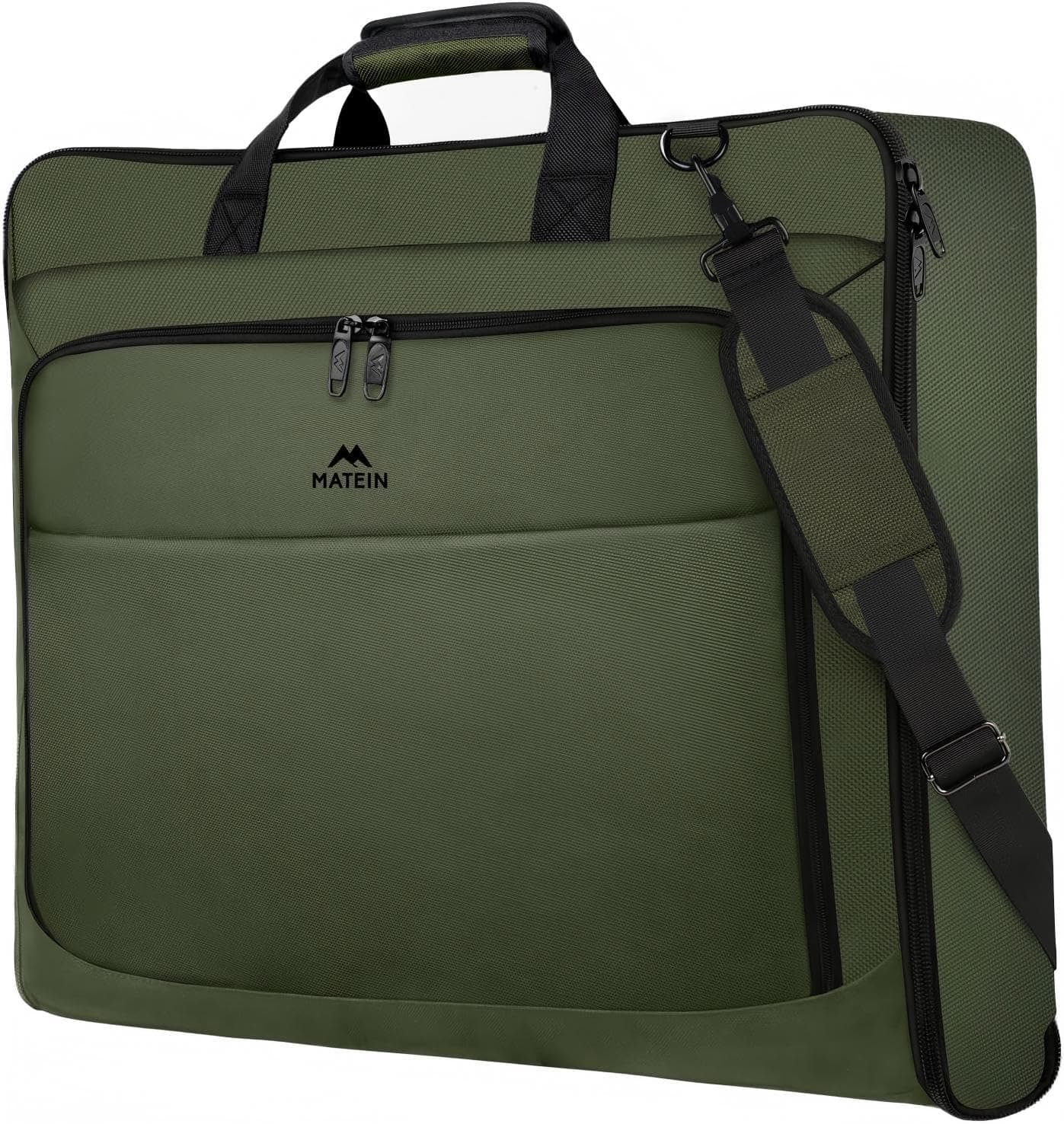 MATEIN Portatrajes de viaje, bolso de mano convertible grande para traje, verde | Impermeable, equipaje colgante 2 en 1, maleta plegable, correa de hombro ajustable, para viajes de negocios, para hombres y mujeres