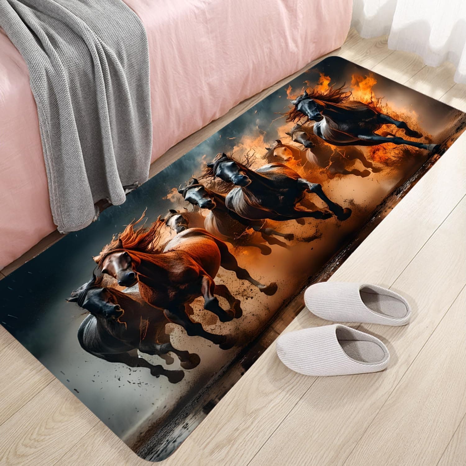 Alfombra de baño antideslizante para baño, caballo corriendo, 47x17 pulgadas