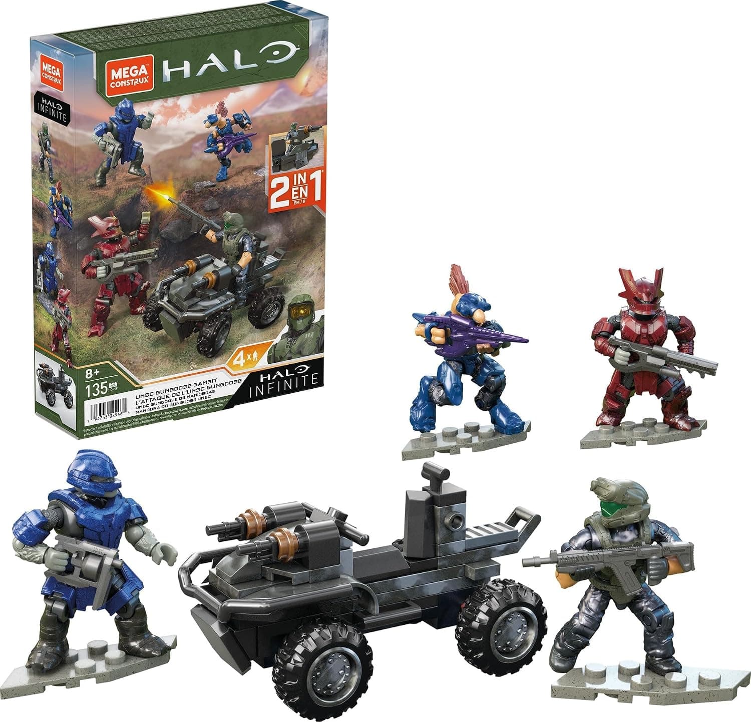 MEGA Halo UNSC Gungoose Gambit Attack Vehicle Halo Infinite Juego de construcción, juguetes de construcción para niños