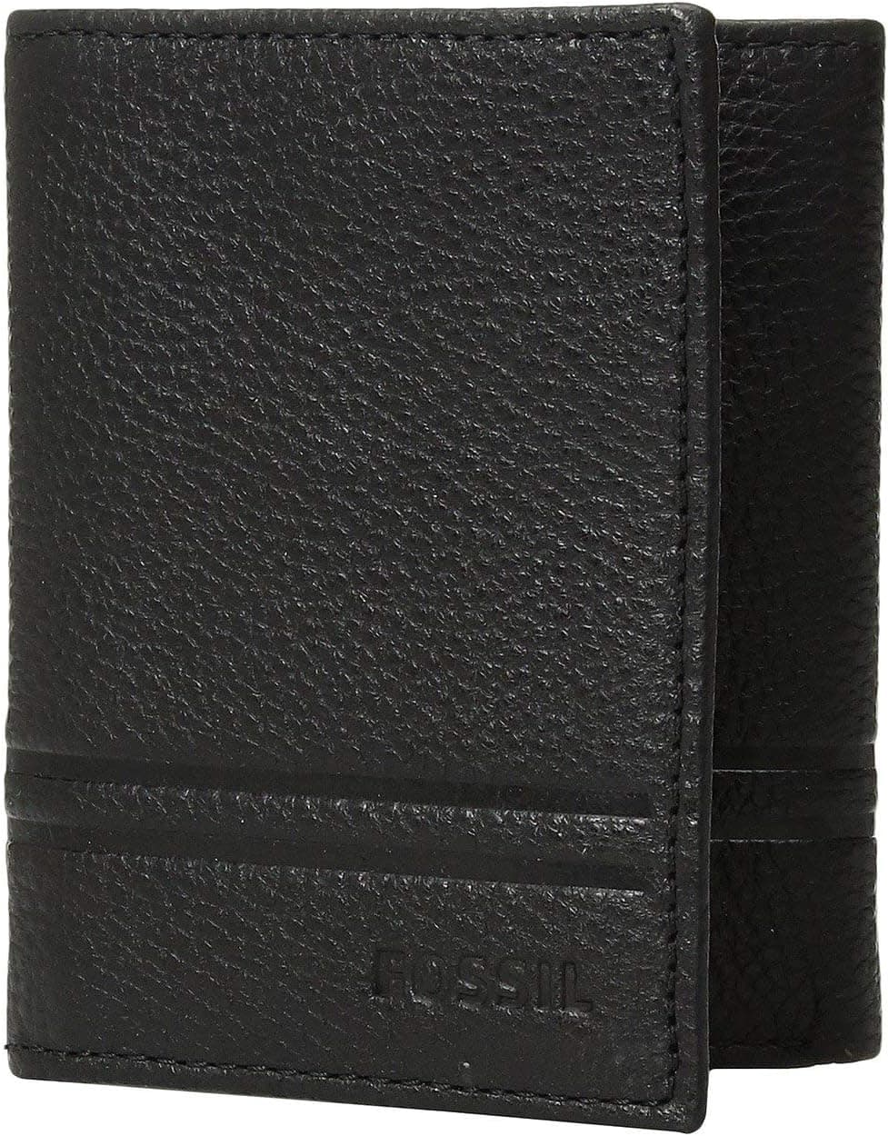 Fossil Wilder - Cartera de piel con ventana de identificación para hombre, color negro
