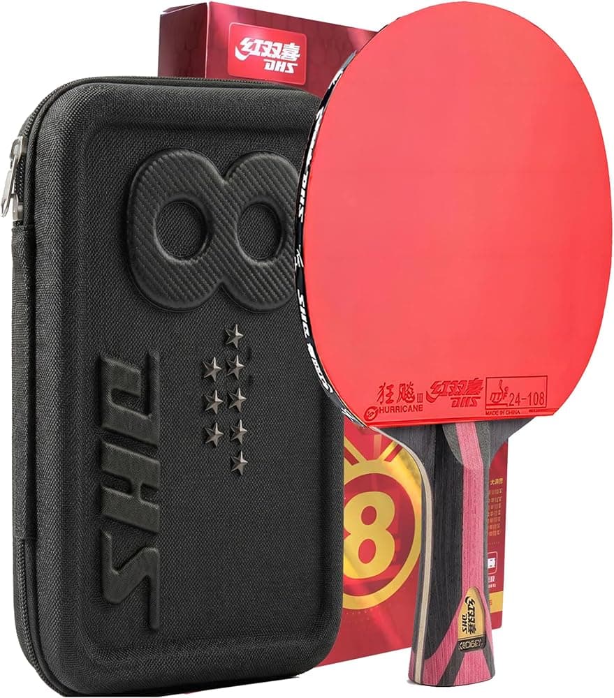 Paletas de ping pong DHS, raqueta de tenis de mesa con Hurricane 3 de alto giro y velocidad para jugadores ofensivos avanzados, mango acampanado