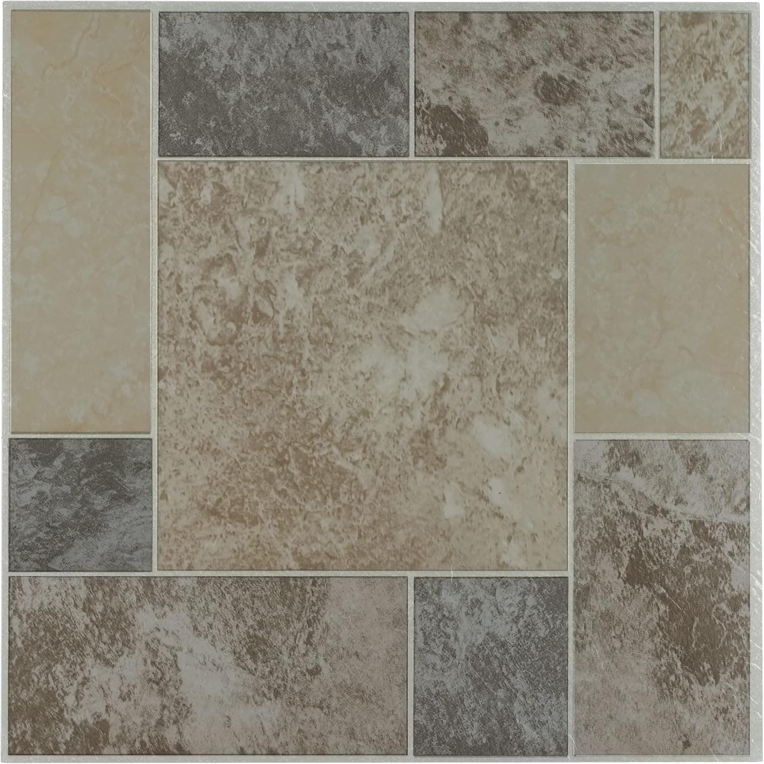Baldosas de vinilo autoadhesivas Nexus de 12 pulgadas, 20 baldosas, 12 x 12 pulgadas, patrón de mosaico beige antiguo, despegar y pegar, pisos de bricolaje para cocina, comedor, dormitorios y baños de Achim Home Decor