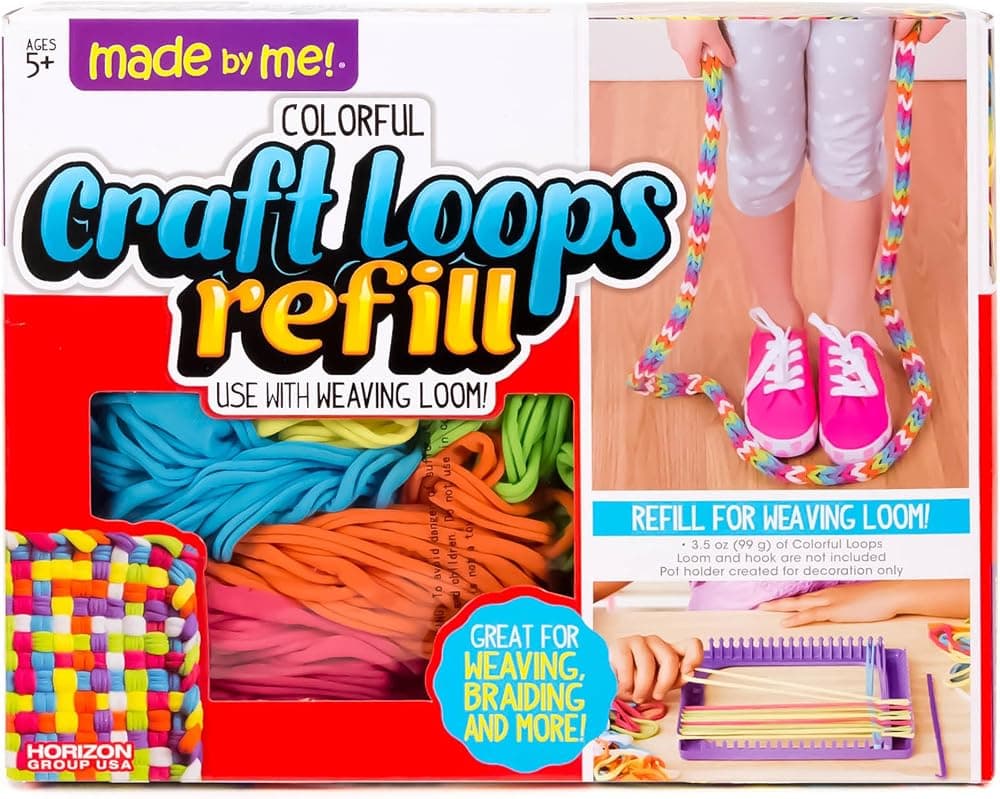 Recambio Craft Loops, incluye 210 bucles de telar en 7 colores vibrantes, agarraderas, kit de manualidades para niños