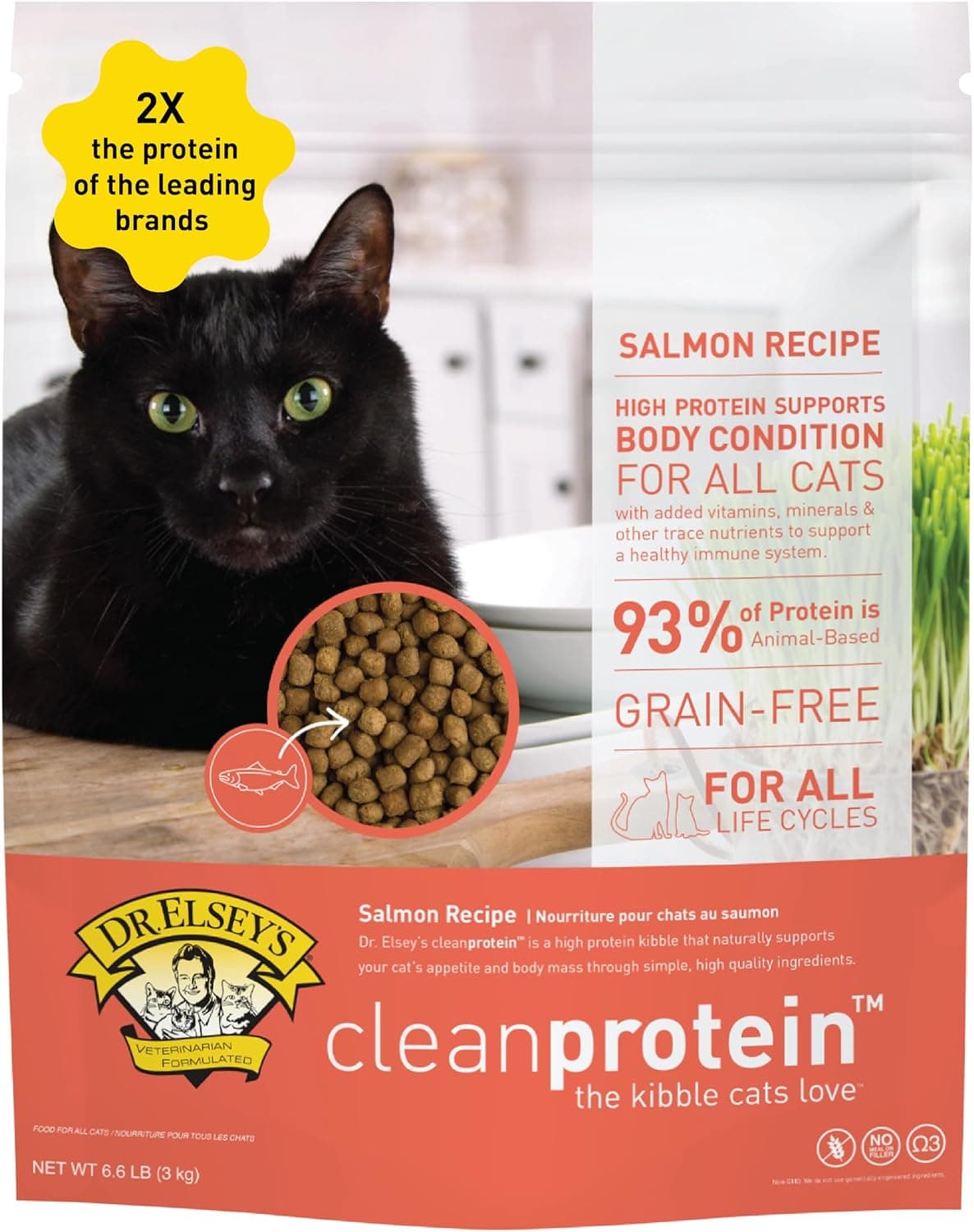 Dr. Elsey'S Cleanprotein Salmon Formula Comida Seca para Gatos, 2 Libras (Paquete de 1)