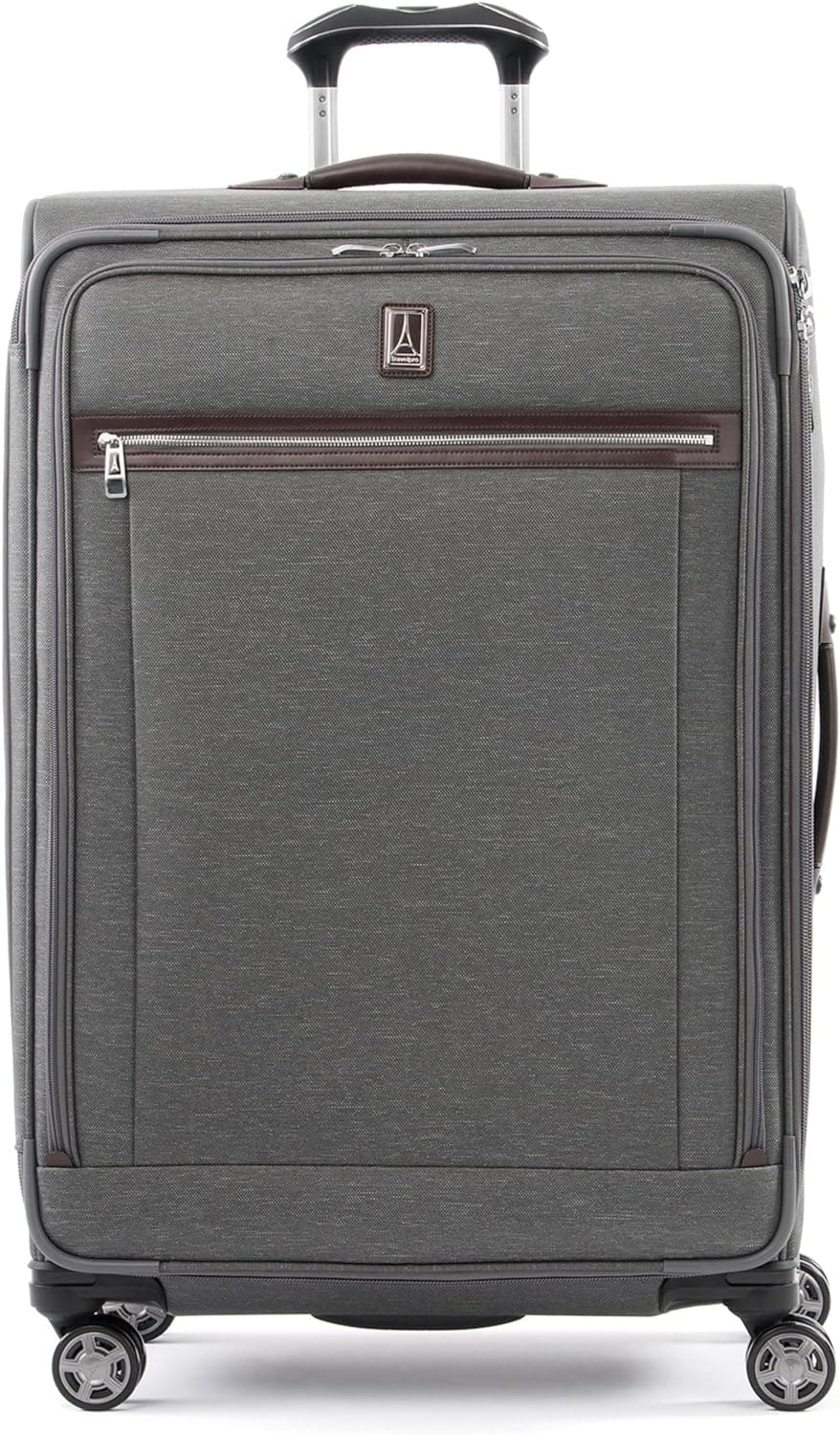 Travelpro Platinum Elite Equipaje giratorio a cuadros, gris, 29 pulgadas | Lado blando expandible con puerto USB, maleta incorporada, 8 ruedas y candado aprobado por la TSA para viajeros