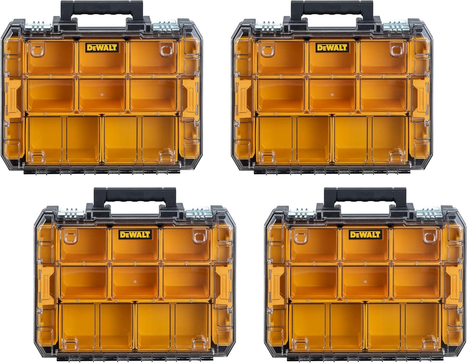 Organizador de herramientas DEWALT TSTAK, caja de herramientas organizadora de piezas pequeñas y tornillos con compartimentos extraíbles,(DWST17805),(paquete de 4)