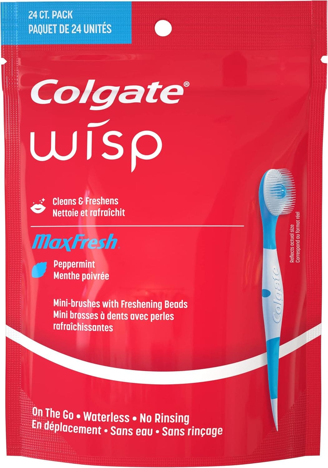 Colgate Max Fresh Wisp Mini cepillo de dientes desechable, menta, 24 unidades