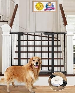 Cumbor Puerta para bebés de 30-46 pulgadas para escaleras, puerta para perros con cierre automático para la casa, color negro | Puertas para mascotas montadas a presión de fácil instalación para puertas, puerta de seguridad interior con doble cerradura para bebés y perros, ganador de los premios Mom's Choice