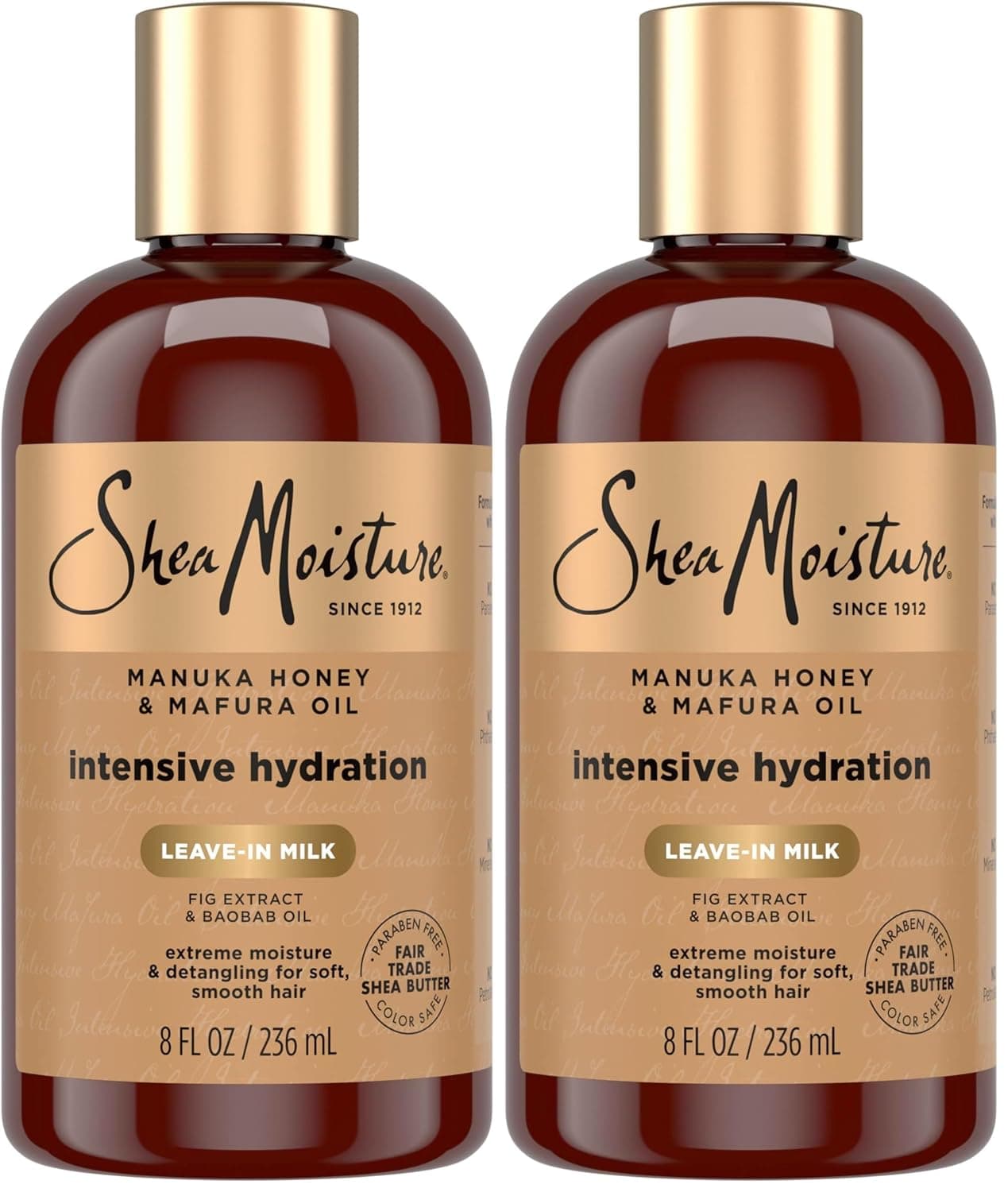 SheaMoisture Hidratación Leche para el cabello Miel de Manuka y aceite de Mafura para cabello seco para hidratar y peinar el cabello 8 oz (paquete de 2)