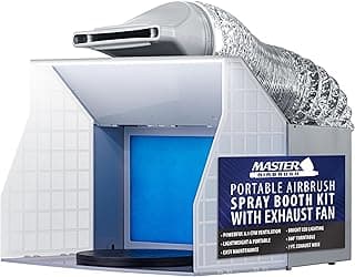 Master Airbrush Portable Airbrush Spray Booth with Exhaust Fan, LED Light | Turntable & Extension Hose - Hobby Airbrush Booth for Painting Projects, Models, RC, Arts, Crafts, Cake, 16.5" x 15"x 13"