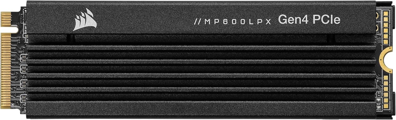 Corsair MP600 PRO LPX 1TB M.2 NVMe PCIe x4 Gen4 SSD - Optimizado para PS5 (Velocidades de lectura secuencial de hasta 7100 MB/s y escritura secuencial de 5800 MB/s, interfaz de alta velocidad, factor de forma compacto) Negro