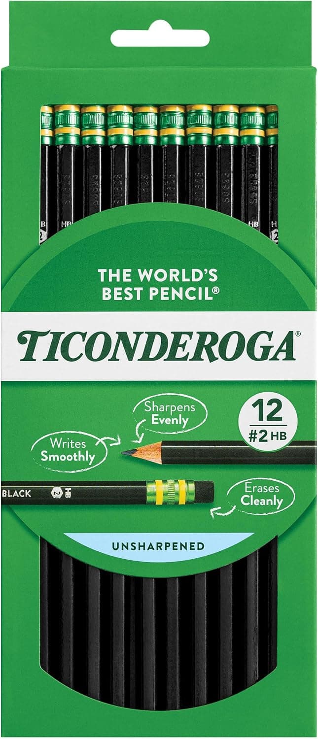 Lápices Ticonderoga, grafito con carcasa de madera, #2 HB suave, negro (13953) (paquete de 6, 72 unidades en total)