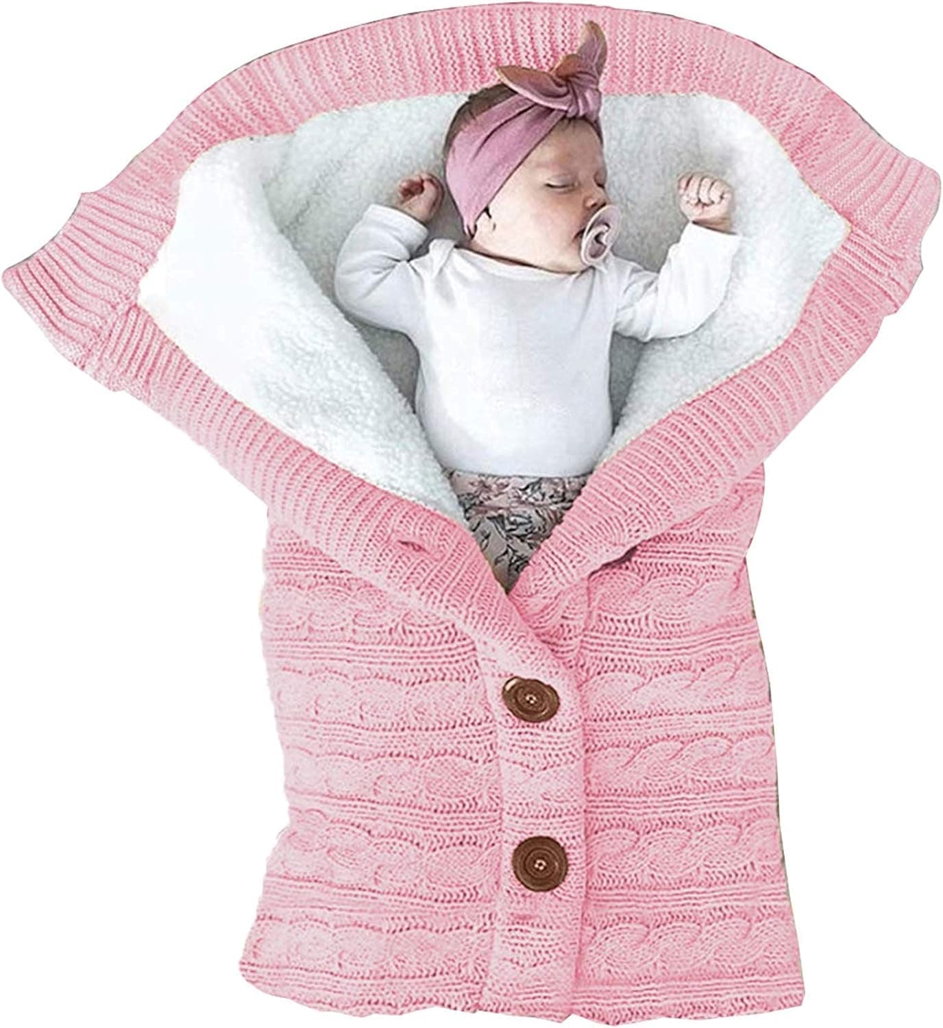 XMWEALTHY Mantas unisex para bebé, suave y grueso, de forro polar, para bebés y niños, para cochecito (rosa claro)