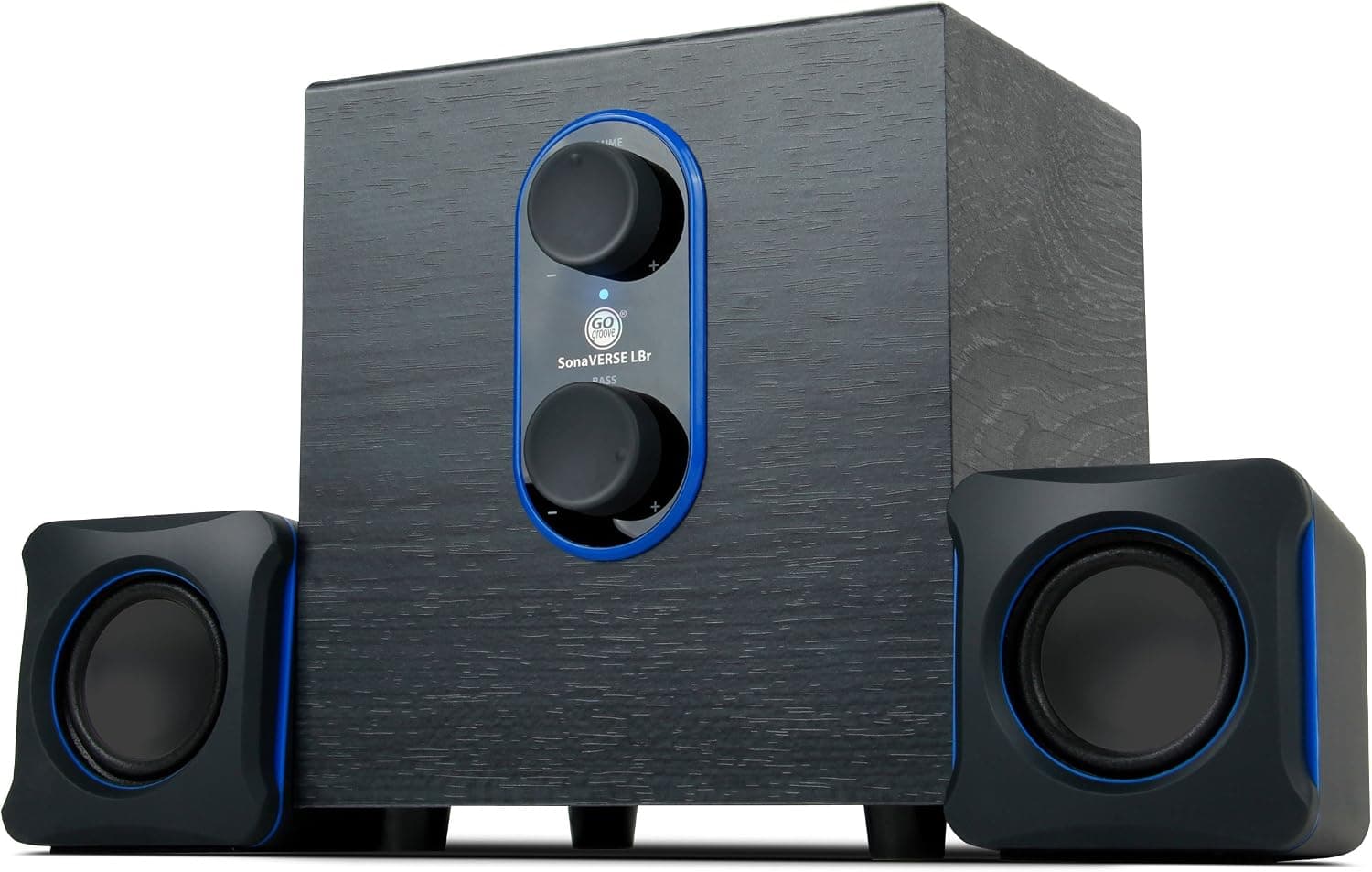 GOgroove LBr 2.1 Altavoces USB para computadora con subwoofer de graves y altavoces satélite estéreo duales: funciona con Apple iMac, HP Stream, Toshiba Satellite, Acer Chromebook y más computadoras