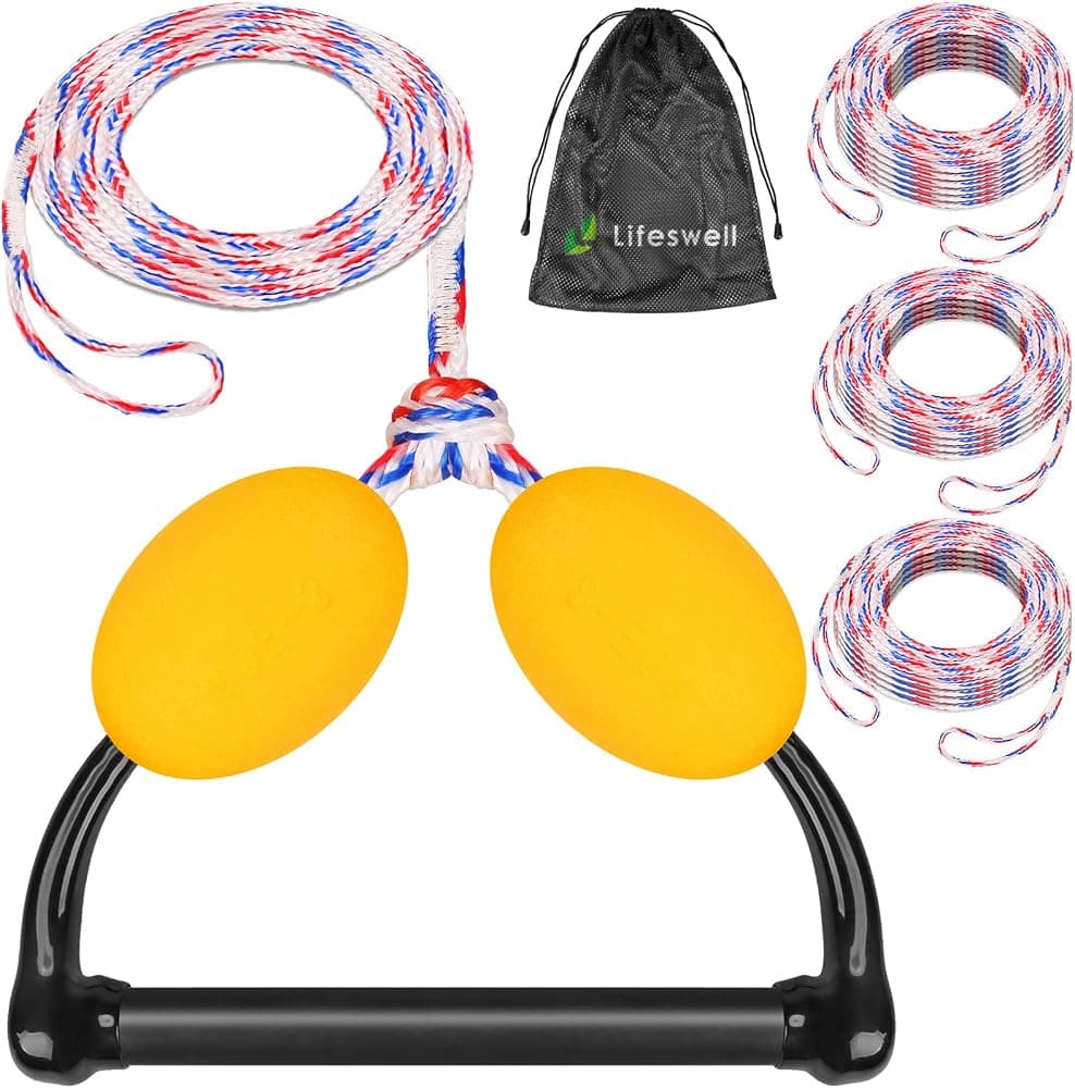 Cuerda de remolque para Wakeboard, cuerda de esquí acuático ajustable de 75 pies con mango | Cuerda flotante de PE de alta resistencia de 1600 libras con mango de espuma, cuerda de 4 secciones para wakeboard, rodillera y esquí acuático