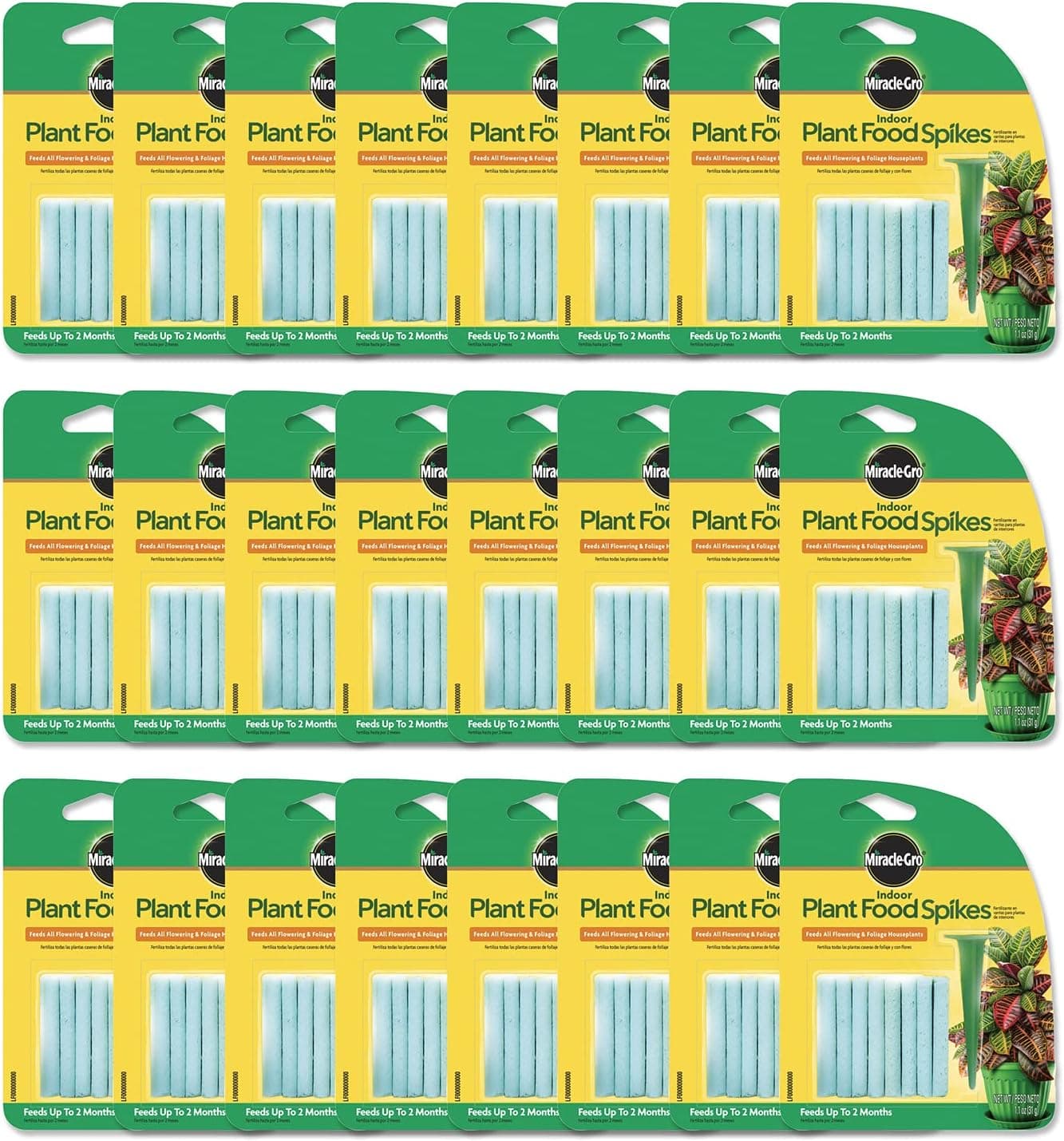 Miracle-Gro Picos de alimento para plantas de interior, 24 unidades (paquete de 24) | Para plantas de interior con flores y follaje
