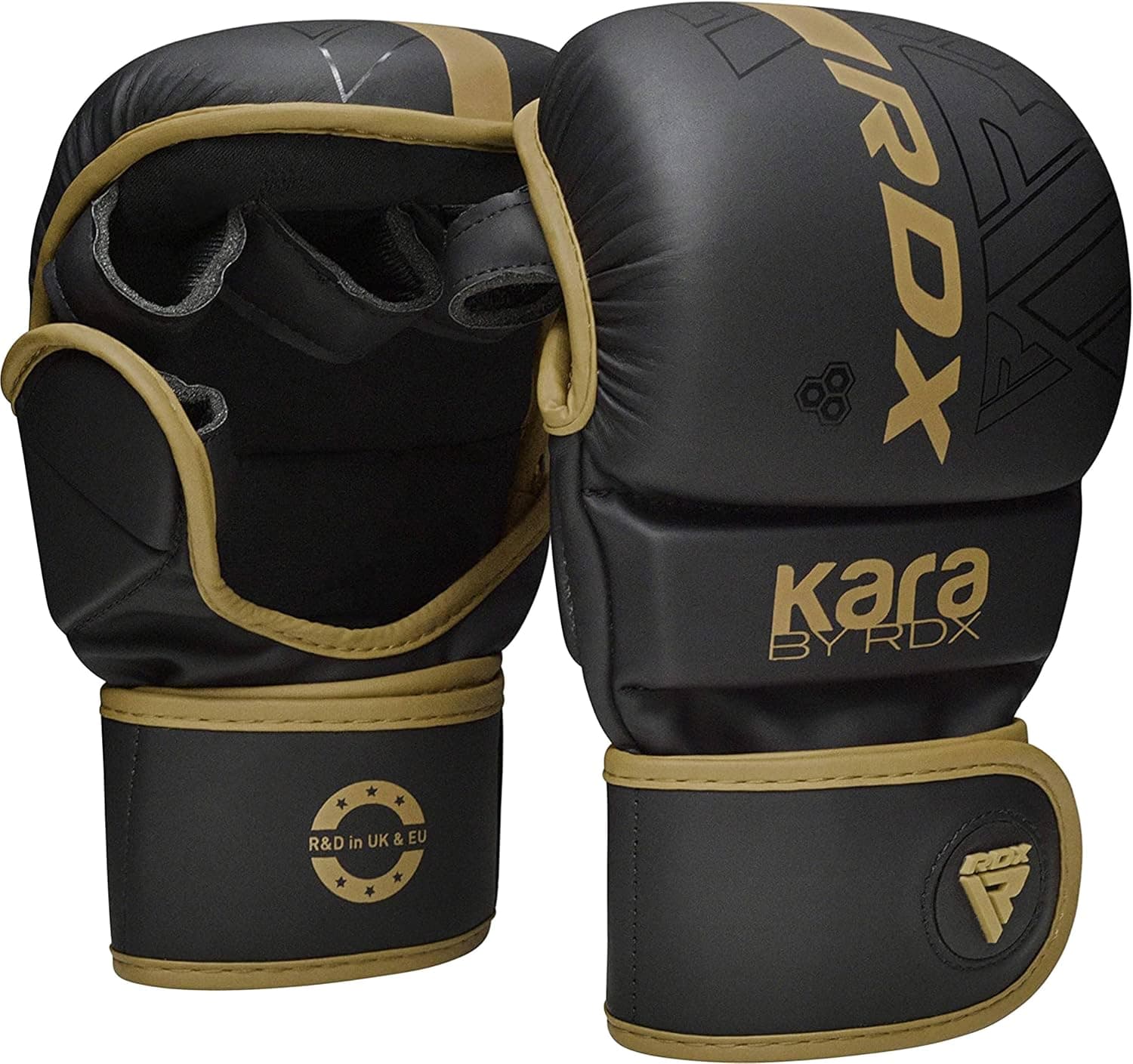 RDX Guantes MMA Sparring Grappling, Manoplas Híbridas de Artes Marciales de Palma Abierta Hombres Mujeres, Muñequera de Cuero Maya Hide, Lucha en Jaula Deportes de Combate Entrenamiento con Guante de Boxeo, Muay Thai, Saco de Boxeo Kickboxing
