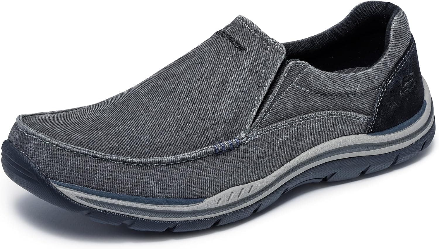 Skechers Expected Avillo Mocasín sin cordones de ajuste relajado para hombre | Para caminar, sin cordones, tapete Goga refrigerado por aire, lavable a máquina, encaje elástico