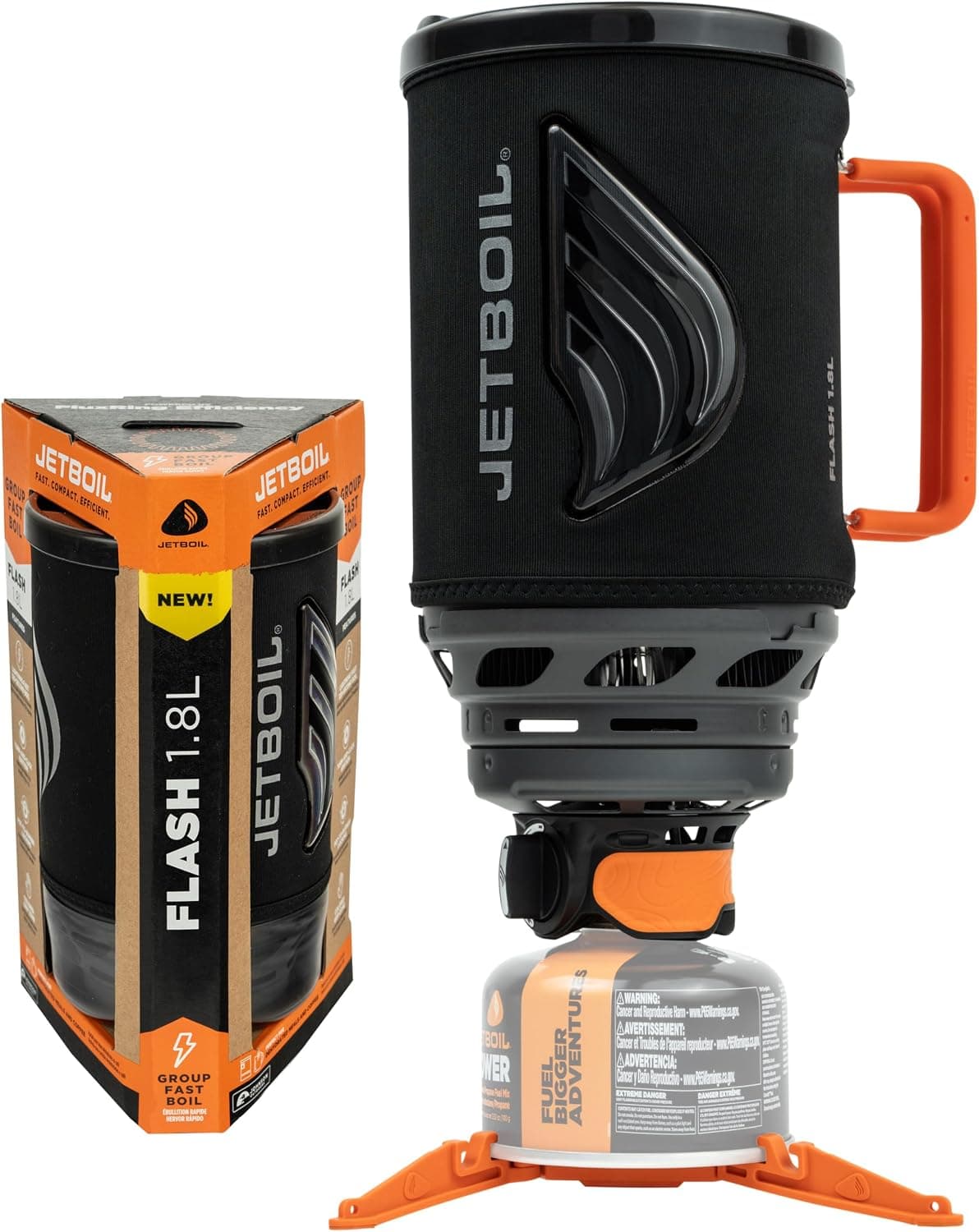 Jetboil Flash Estufa portátil de ebullición rápida para camping y mochilero con encendido automático de 1 paso, quemador de propano/isobutano con taza de cocina