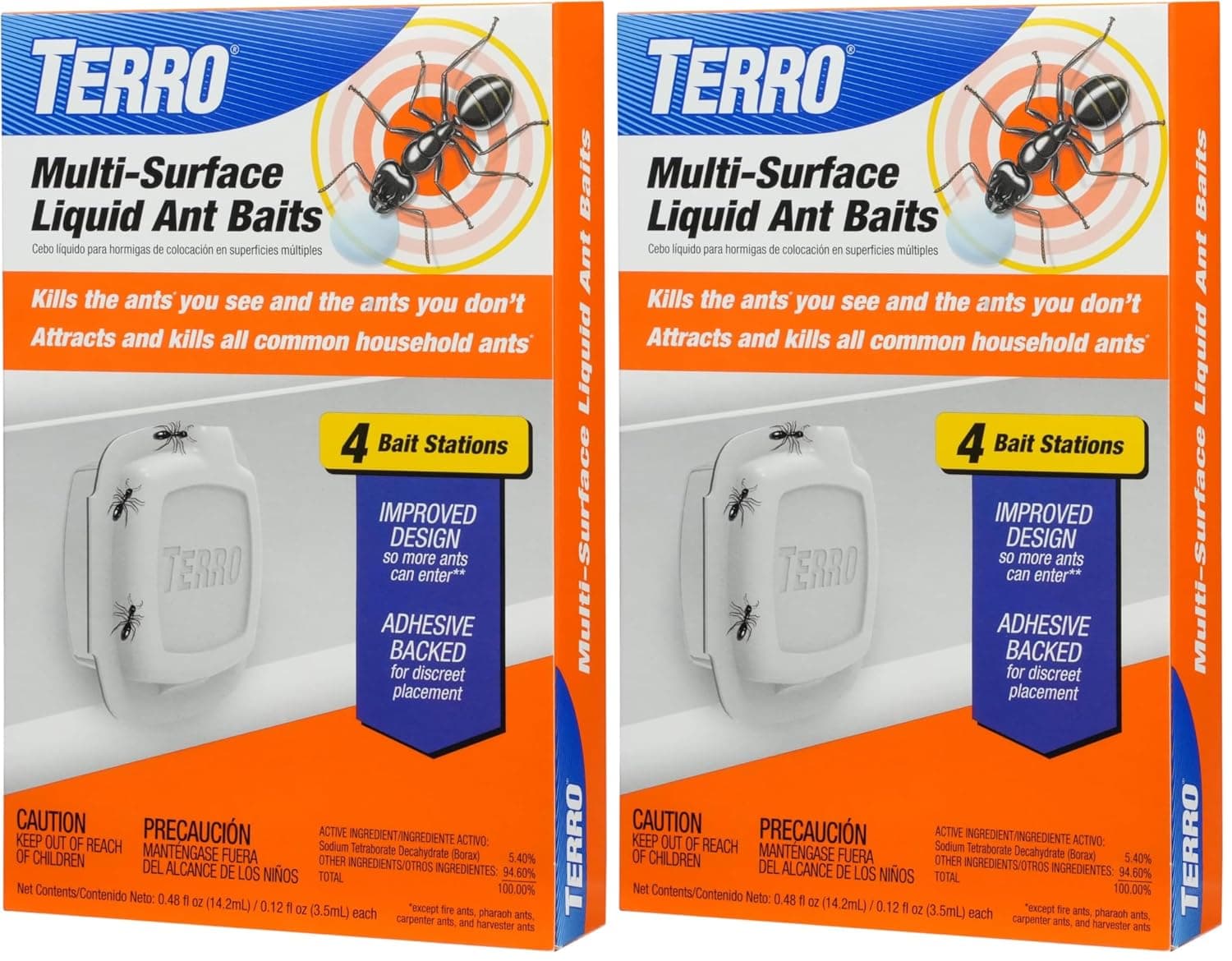 Terro T334B Indoor Multi-Surface Liquid Ant Bait and Killer - Discreet Bait Stations - Kills Common Household Ants,4 Count (Pack of 2)