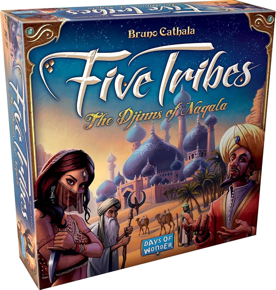 Juego de mesa de cinco tribus: ¡conquista el sultanato de Naqala! Juego de estrategia de colocación de trabajadores para niños y adultos, mayores de 13 años, 2-4 jugadores, tiempo de juego de 40-80 minutos, hecho por Days of Wonder