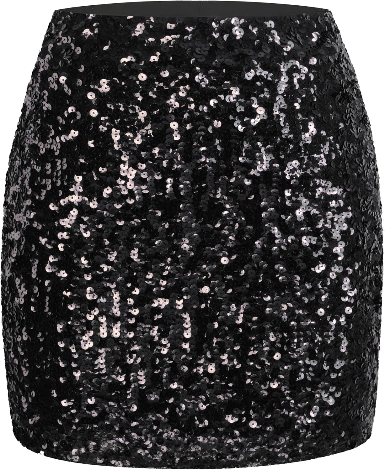 MANER Women's Sequin Skirt Sparkle Stretchy Bodycon Mini Skirts Night Out Party