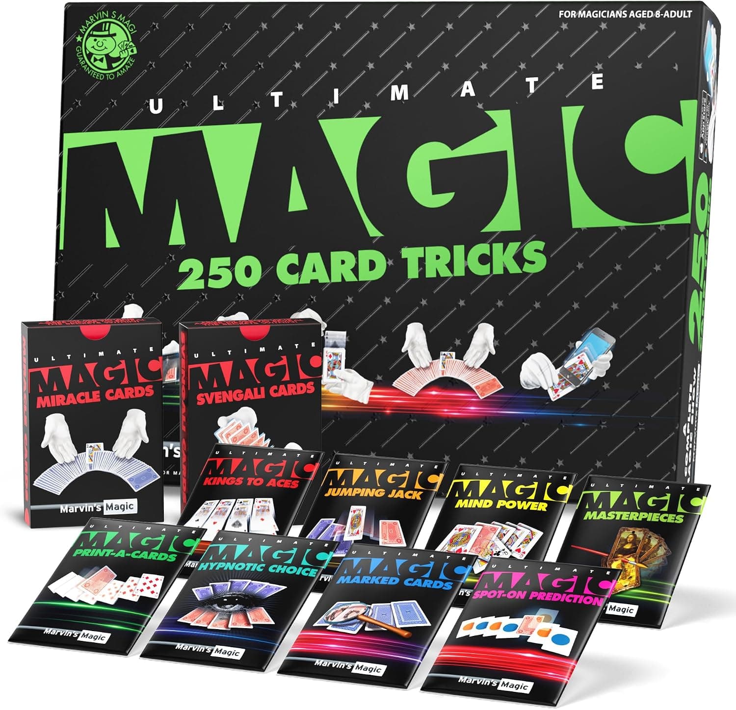 Marvin's Magic Ultimate 250 Card Tricks Set - Kids & Adults Age 8+