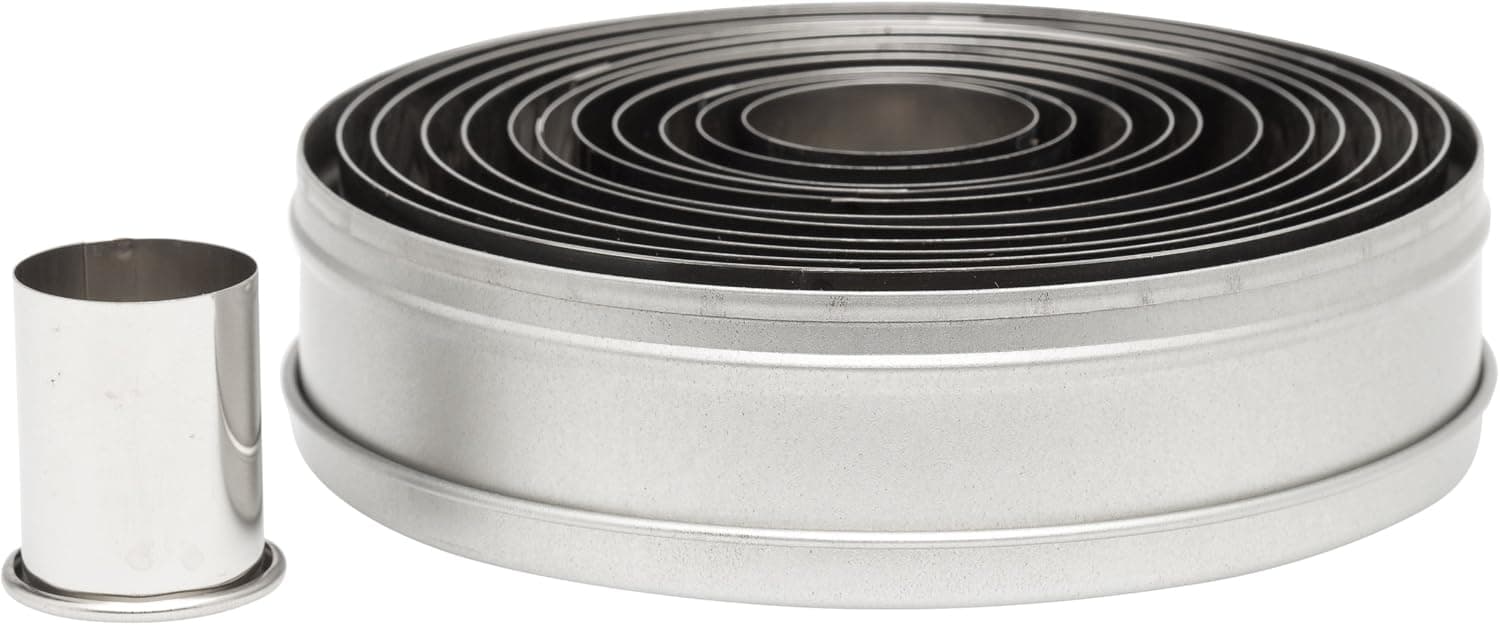 Ateco Plain Edge Round Cutters in Graduated Sizes, Stainless Steel, 12 Pc Set