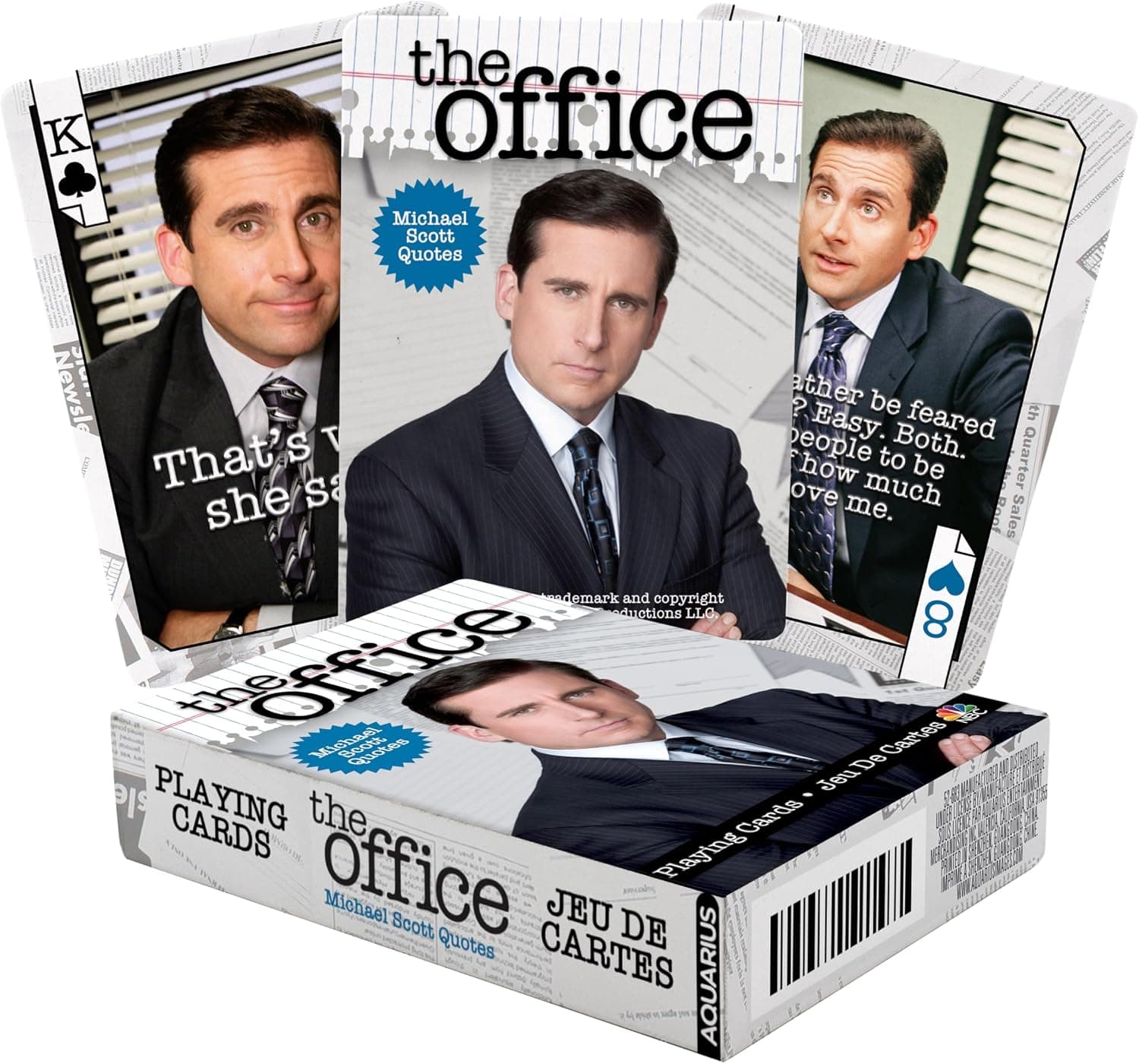AQUARIUS The Office Michael Quotes Playing Cards - Baraja de cartas temática de Michael para tus juegos de cartas favoritos - Producto oficial y coleccionables de The Office - Tamaño de póquer, blanco