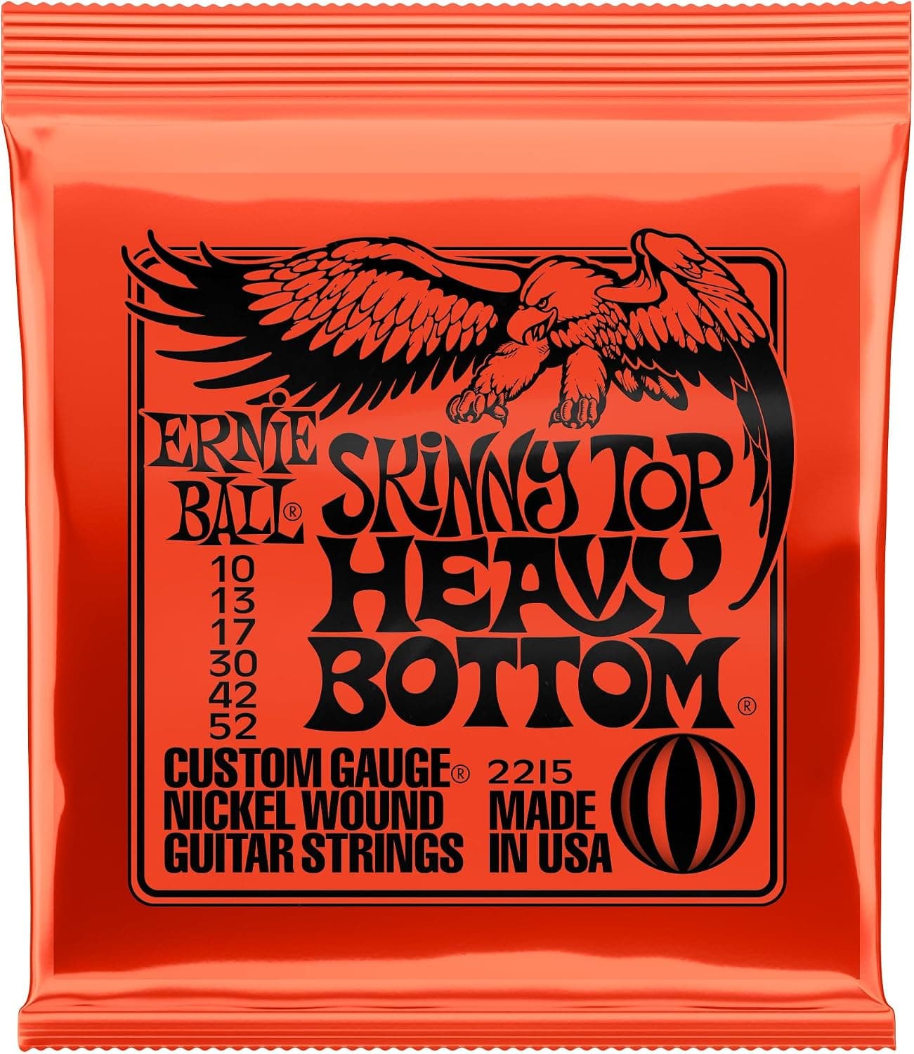 Ernie Ball Skinny Top Heavy Bottom Slinky Nickel Wound Electric Guitar Strings, 10-52 Gauge (P02215)