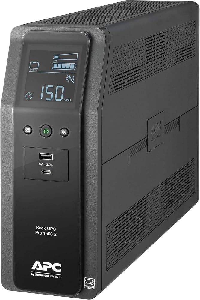 UPS APC UPS de onda sinusoidal pura de 1500 VA/900 W para computadoras, electrónica, BR1500MS2 | UPS de onda sinusoidal Back-UPS Pro para PC, juegos y oficinas en el hogar. Protección contra sobretensiones, AVR, carga USB-C, batería reemplazable por el usuario