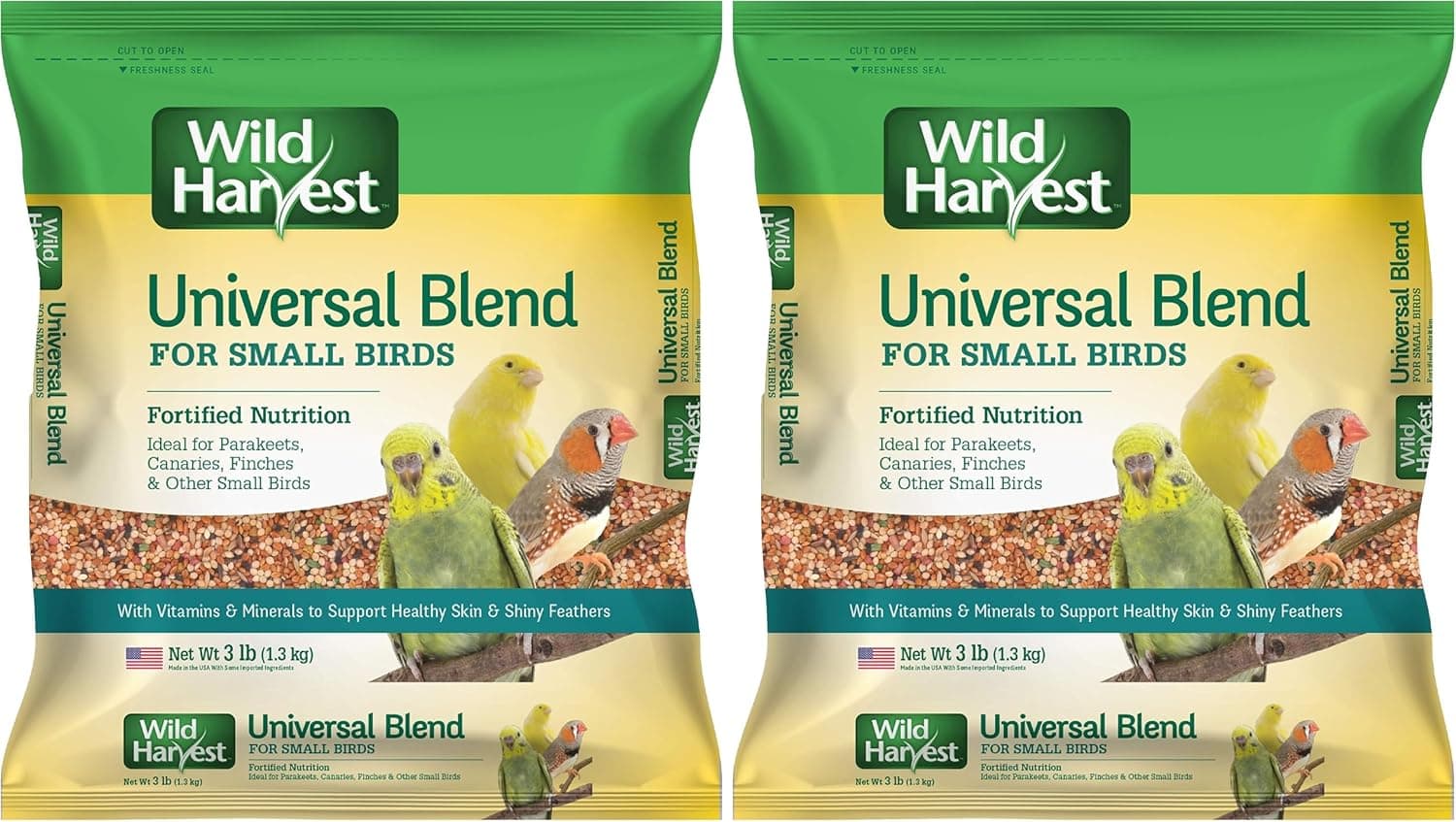 Mezcla universal Wild Harvest para aves pequeñas 3 libras, nutrición fortificada (paquete de 2)