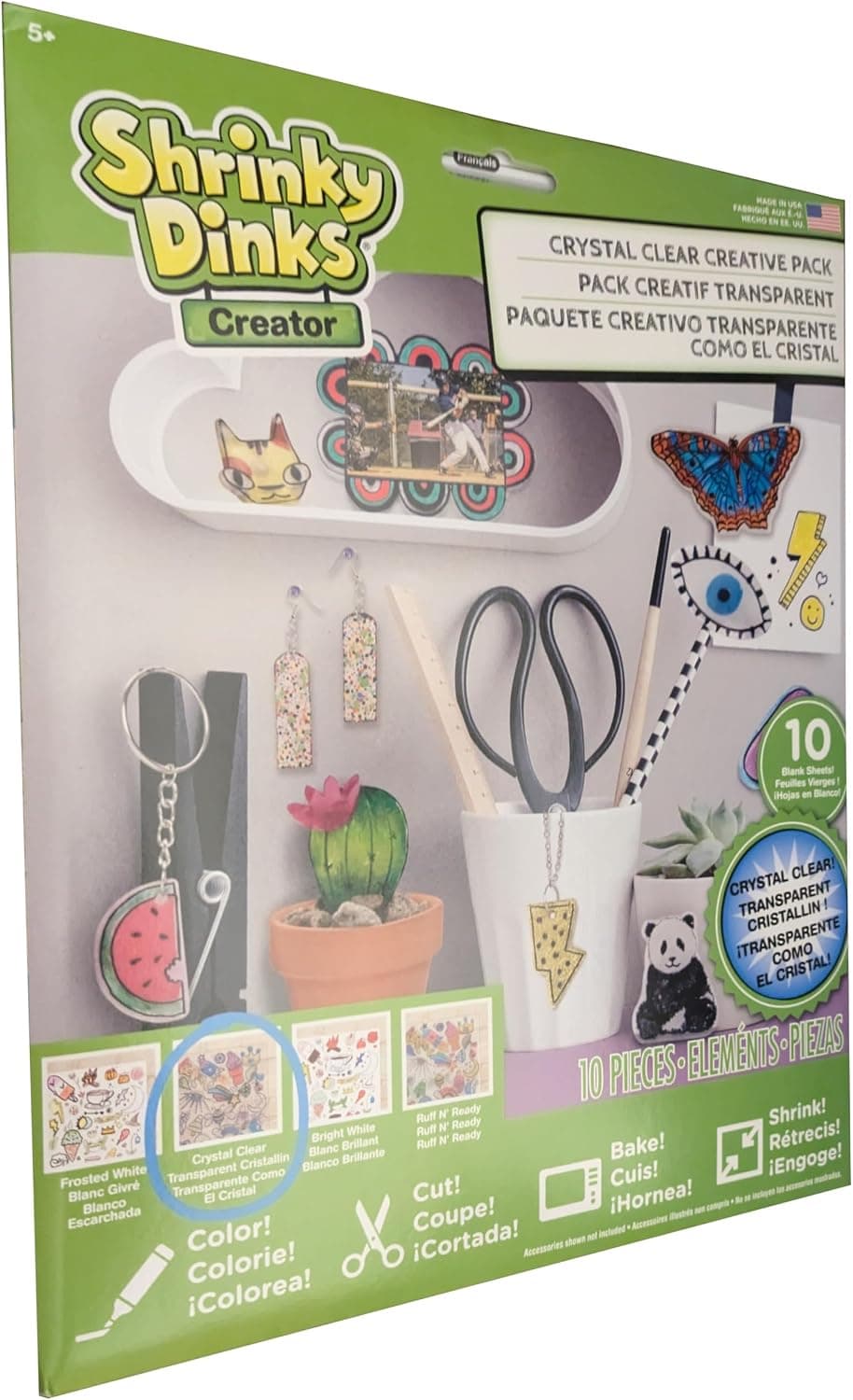 Shrinky Dinks Creative Pack 10 hojas transparentes para actividades artísticas y artesanales para niños