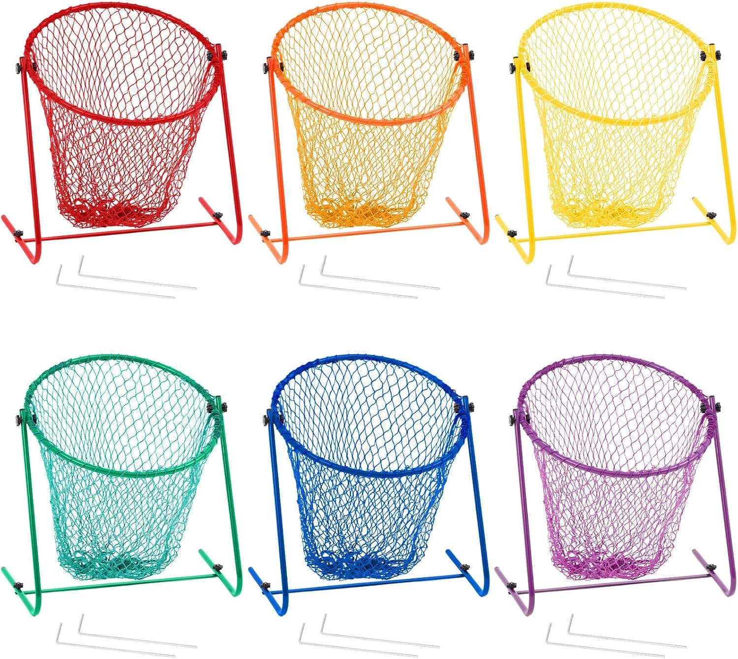 Seenelling 6 Pcs Multipurpose Target Net Set Physical Education Equipment Elementary School PE Training Multicolor Nets for Hitting Golf, Flying Disc, Throwing Football Games