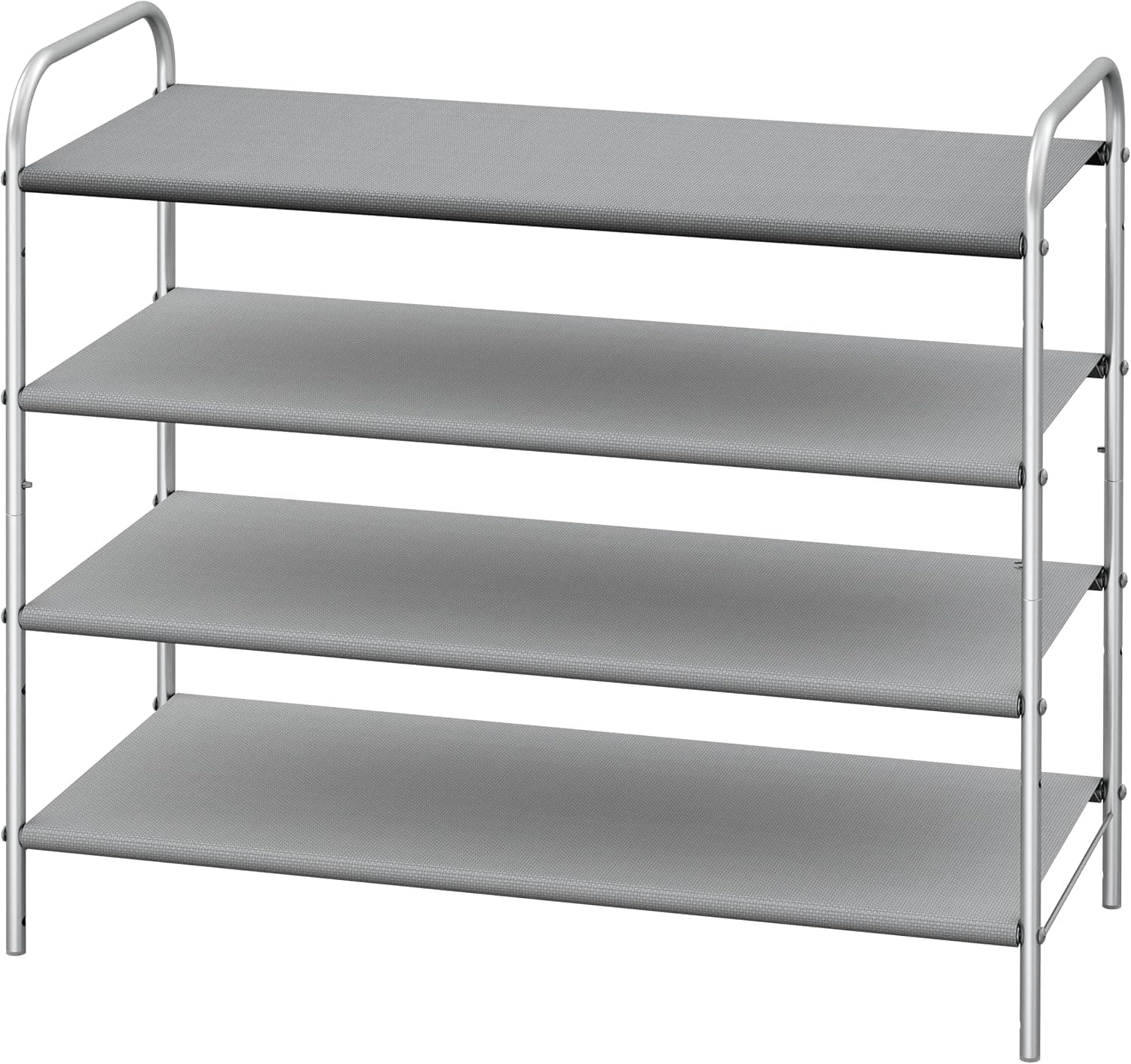 Organizador de almacenamiento de zapatero de 4 niveles Simple Houseware, 12-20 pares, gris | Estante para zapatos que ahorra espacio con estructura de metal resistente y estantes de tela no tejida para entrada, garaje y pasillo