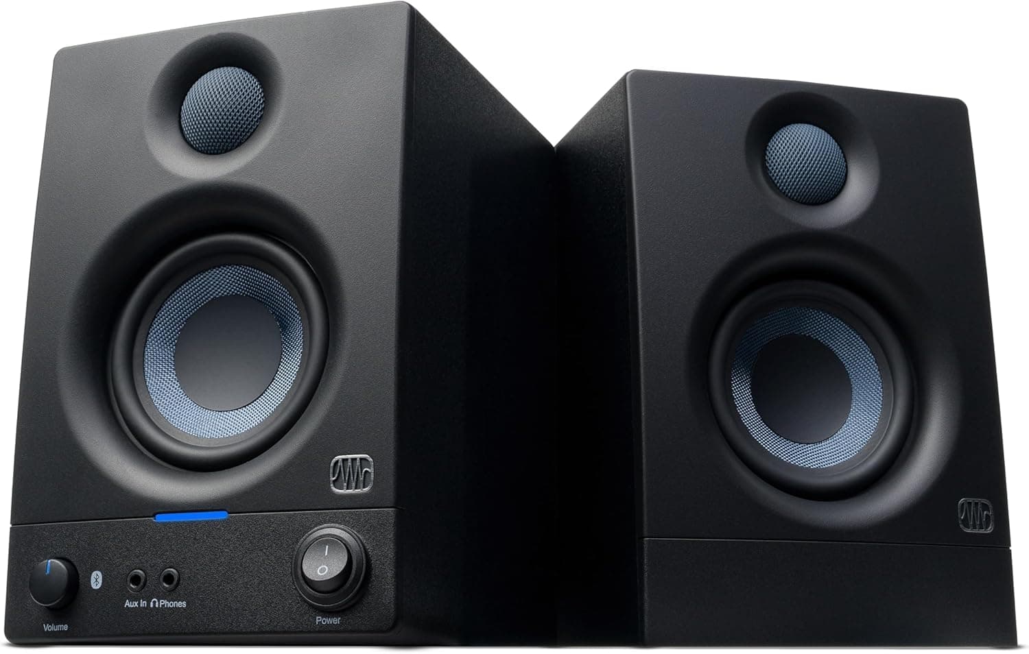 Monitores de estudio PreSonus Eris 3.5 con Bluetooth, par —| | 50W, Woofer tejido compuesto, Tweeter de cúpula de seda, Negro