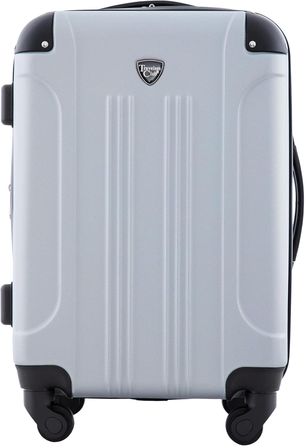 Travelers Club Chicago Hardside Equipaje giratorio expandible, plateado, equipaje de mano de 22"