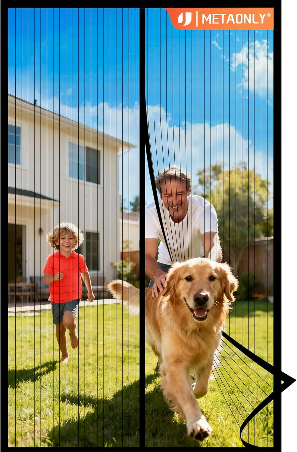 METAONLY Malla magnética para puerta, funciona para patio, puerta corrediza, mantiene alejados a los mosquitos, flujo de aire fresco, se adapta a puertas de 36 x 80 pulgadas, tamaño de cortina 38 x 82 pulgadas, color negro