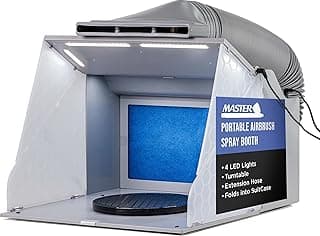 Master Airbrush Kit de cabina de pulverización de aerógrafo portátil con ventiladores de escape dobles | Luces LED, plato giratorio y manguera de extensión, cabina de aerógrafo Hobby de 16x18x13 pulgadas para pintura, modelos, artes, manualidades, pasteles