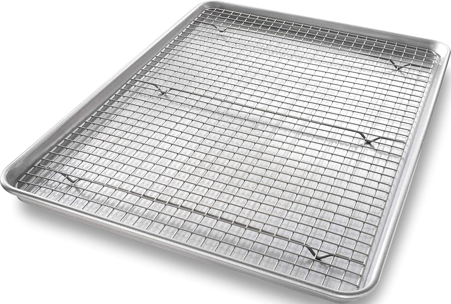 USA Pan 1607CR Bakeware Juego de bandeja para hornear extra grande y rejilla de enfriamiento antiadherente para hornear, XL, metal