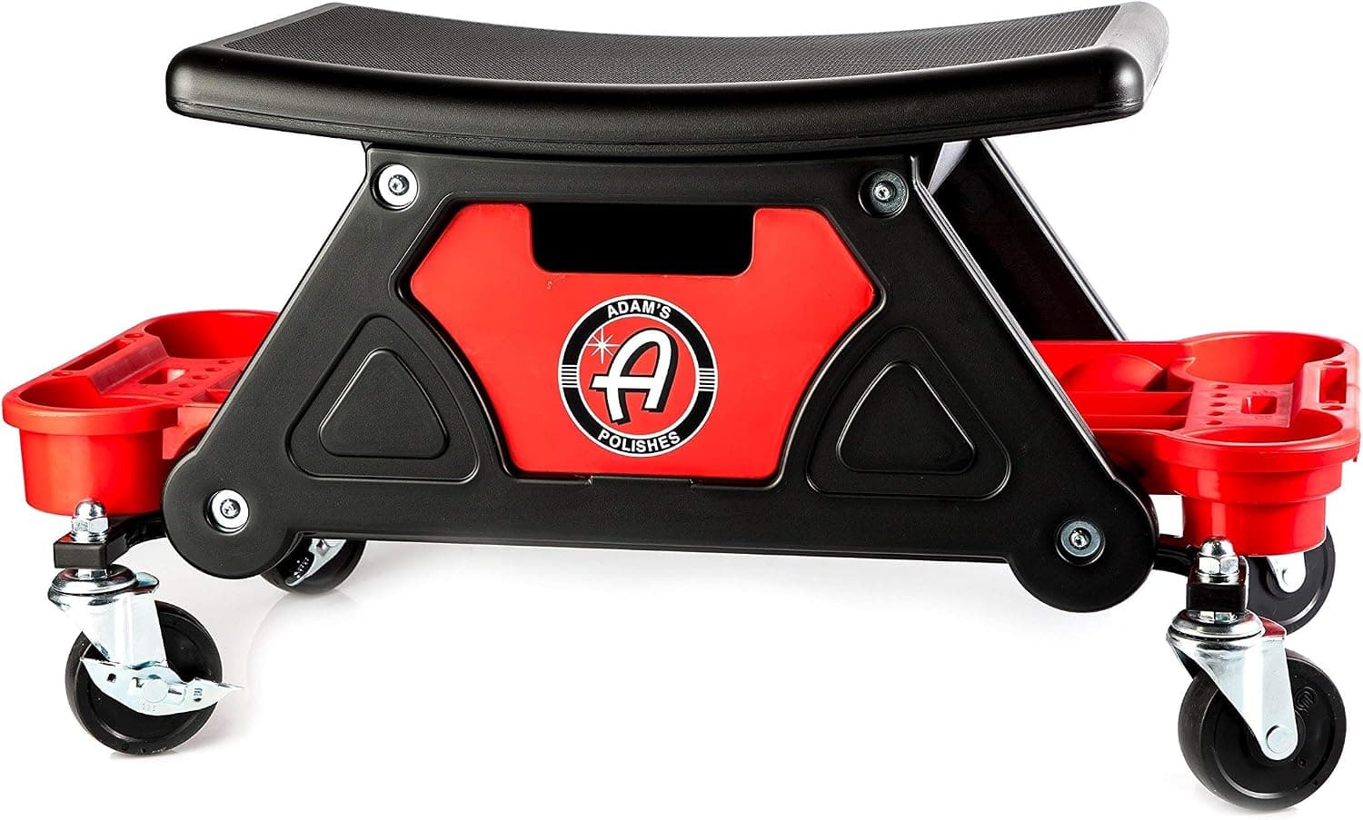 Adam's Polishes Asiento móvil con ruedas para mecánicos y detallistas, con bandejas de almacenamiento para herramientas