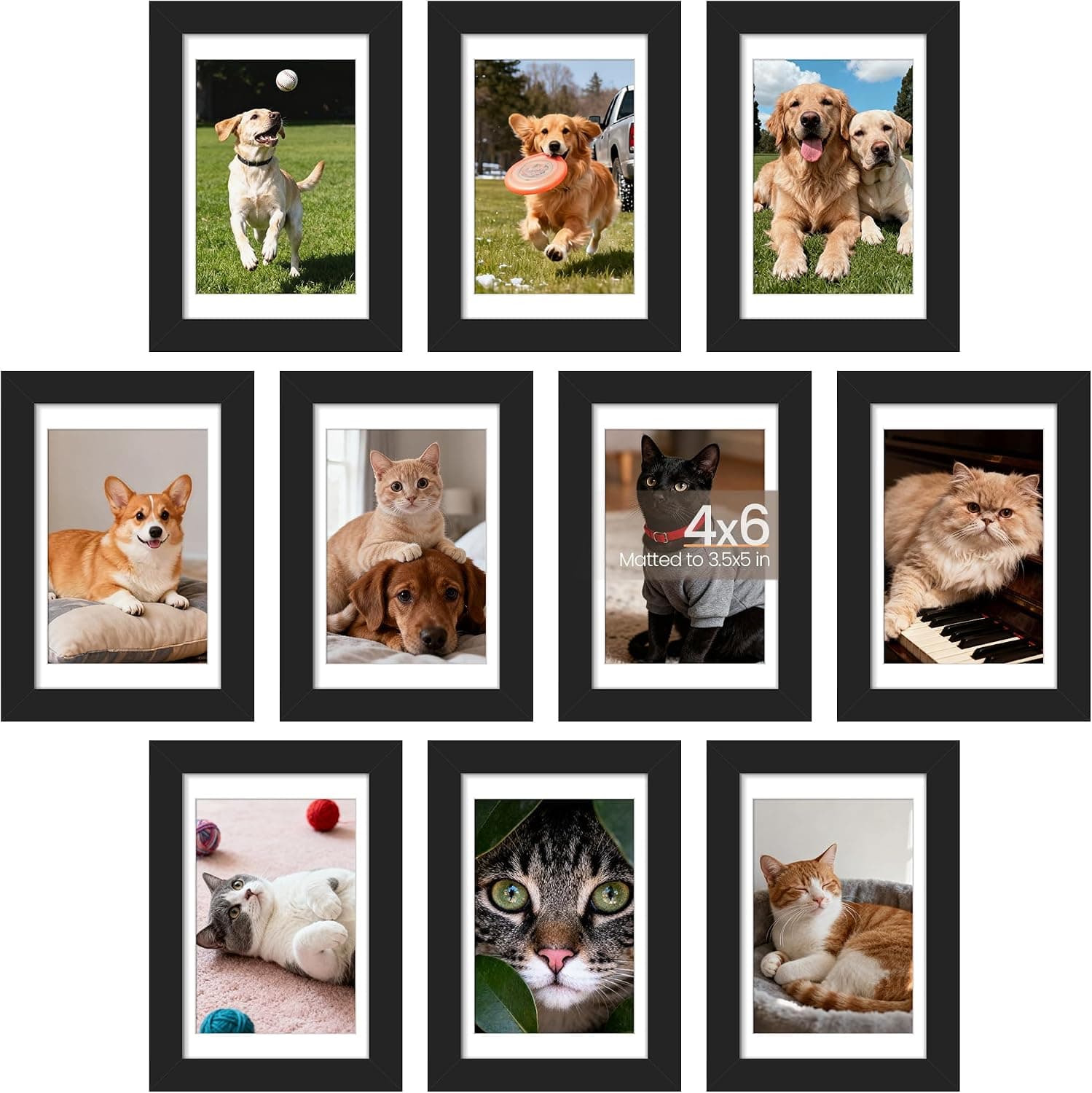 upsimples Marco de fotos de 4x6, decoración de pared para collage de fotos, juego de 10, negro | Marco pequeño para fotos de 3,5 x 5 y 4 x 6, exhibición de pared o mesa, para galería, pasillo, sala de estar, Navidad, Día de la Madre