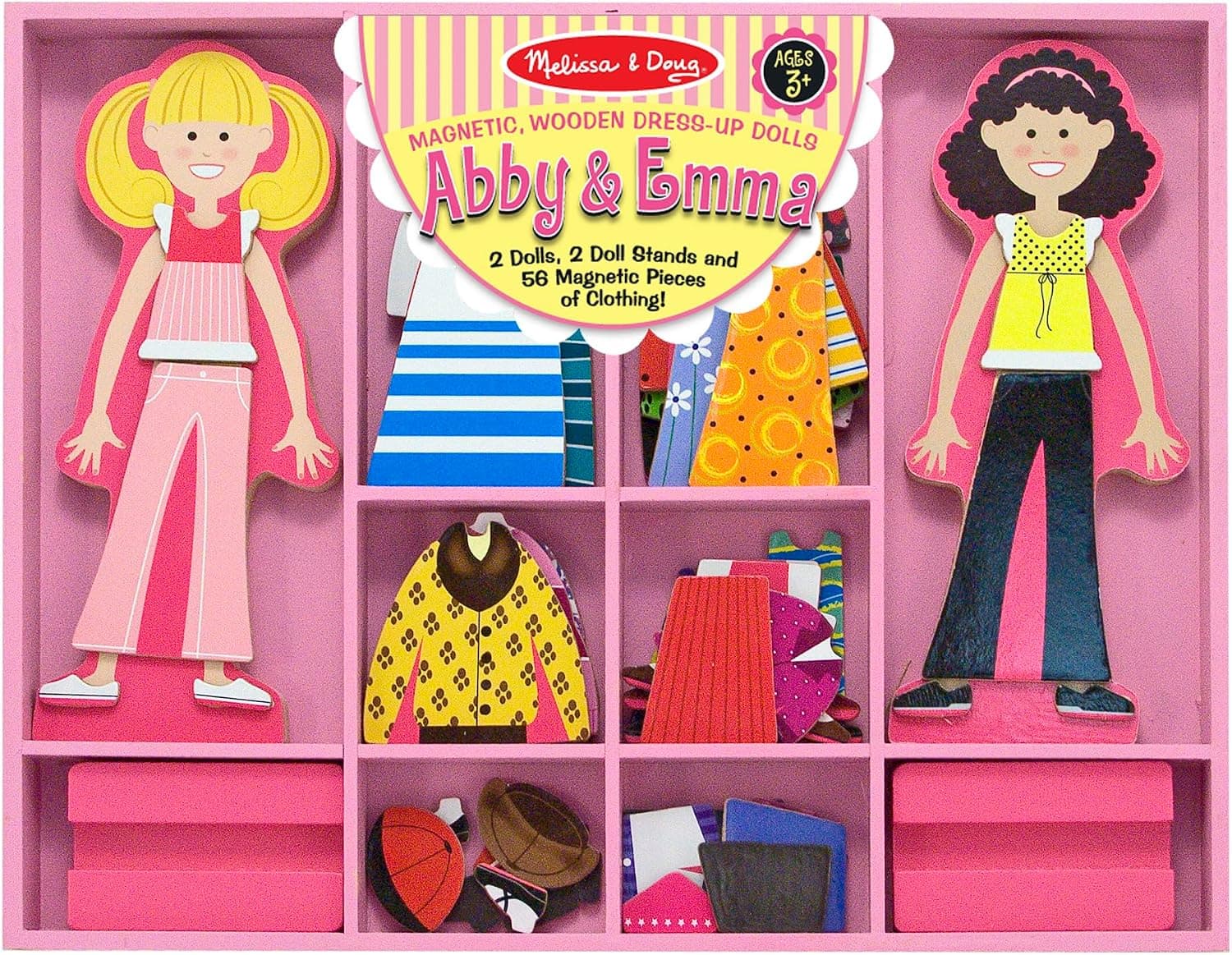 Melissa & Doug Abby & Emma - Juego de muñecas magnéticas de madera