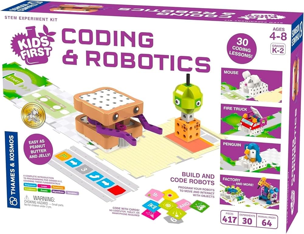 Kids First Coding & Robotics | No se necesita aplicación | Grados K-2 | Introducción a secuencias, bucles, funciones, condiciones, eventos, algoritmos, variables | Ganador del Premio de Oro de Parents ’Choice | por Thames & Kosmos