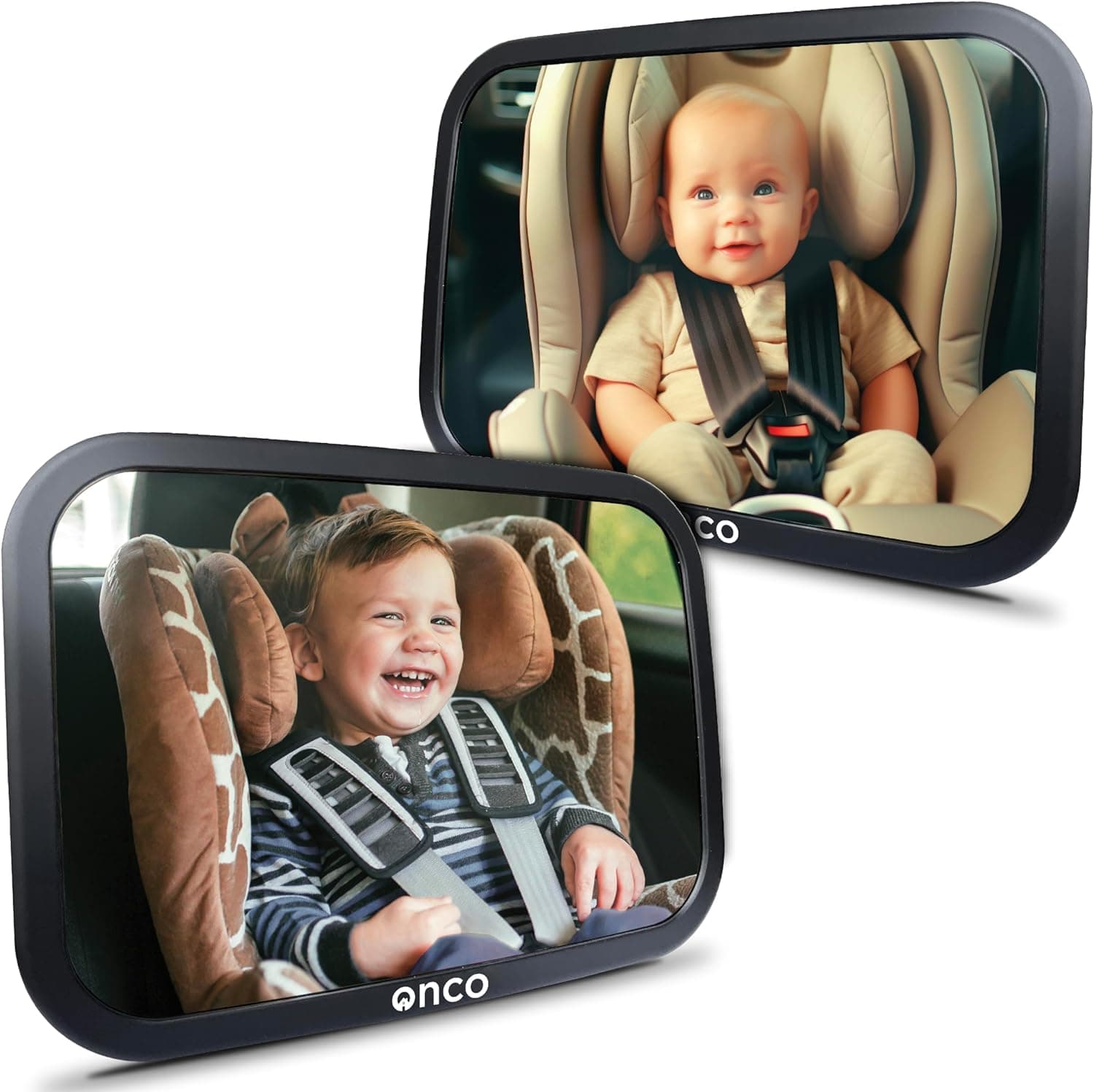 Onco Baby Car Mirror for Rear Facing Seats (2 Pack)