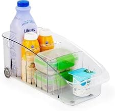 YouCopia RollOut Fridge Drawer 6", BPA-Free Clear Rolling Refrigerator Organizer Bin with Adjustable Dividers and Handles for Produce, Food, Meal and Snack Storage