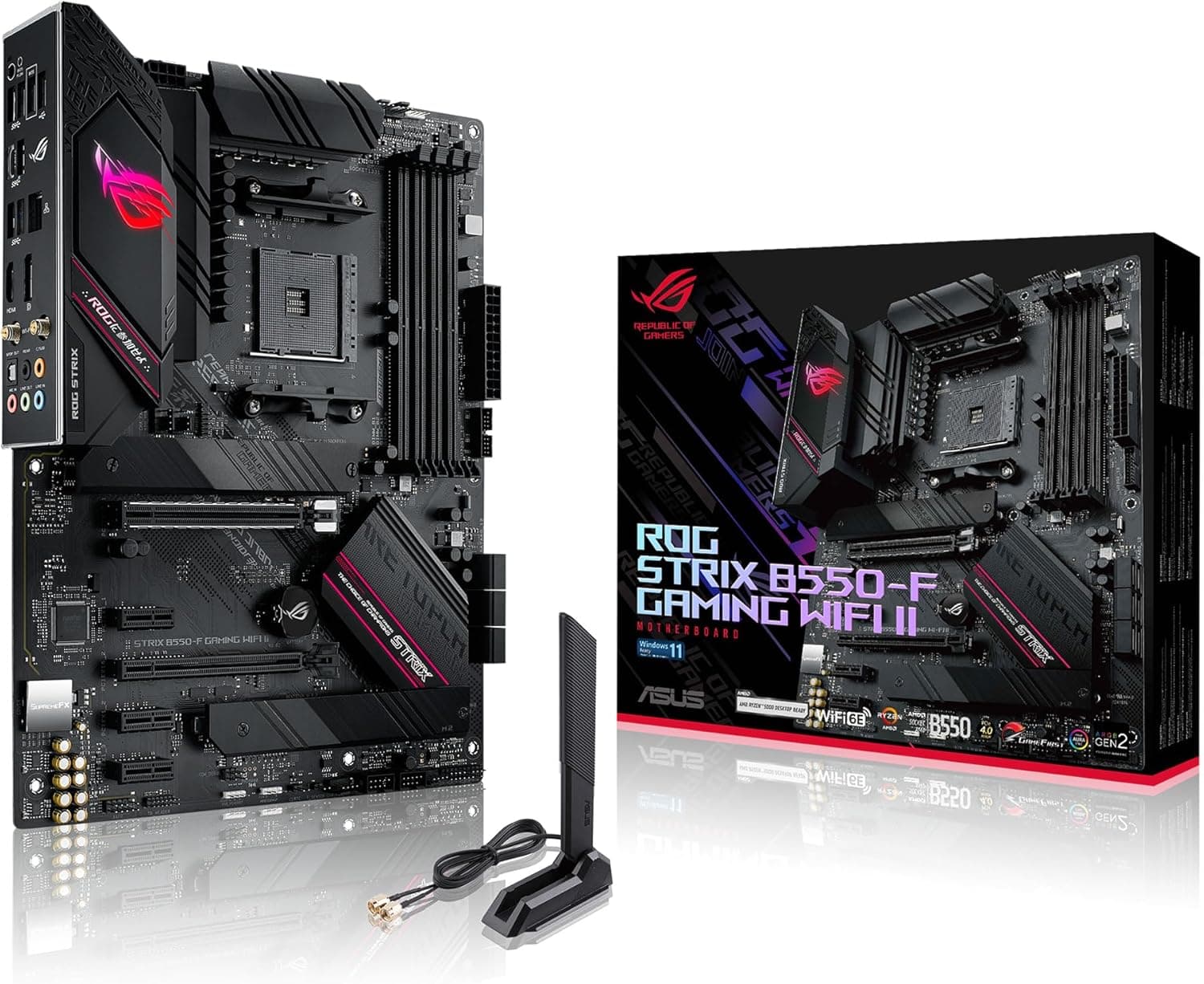 Asus ROG Strix B550-F Gaming WiFi II AMD AM4 (3.ª generación Ryzen) ATX DDR4 Placa base para juegos (PCIe 4.0, WiFi 6E, LAN de 2,5 Gb, BIOS Flashback, HDMI 2.1, encabezado RGB direccionable Gen 2 y Aura Sync)